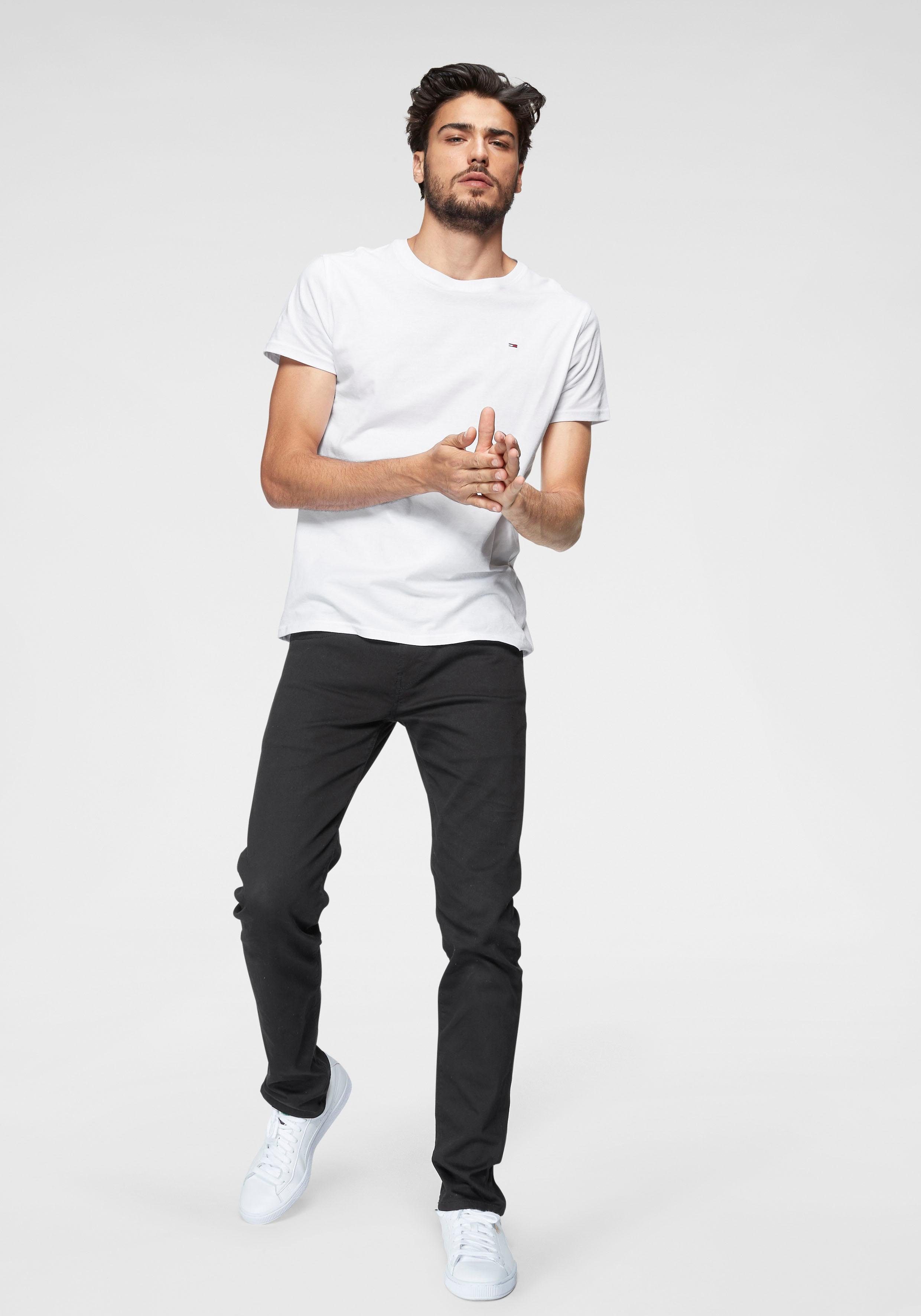 TOMMY JEANS T-shirt TJM ESSENTIAL SOLID TEE met ronde hals en subtiele logo-vlag