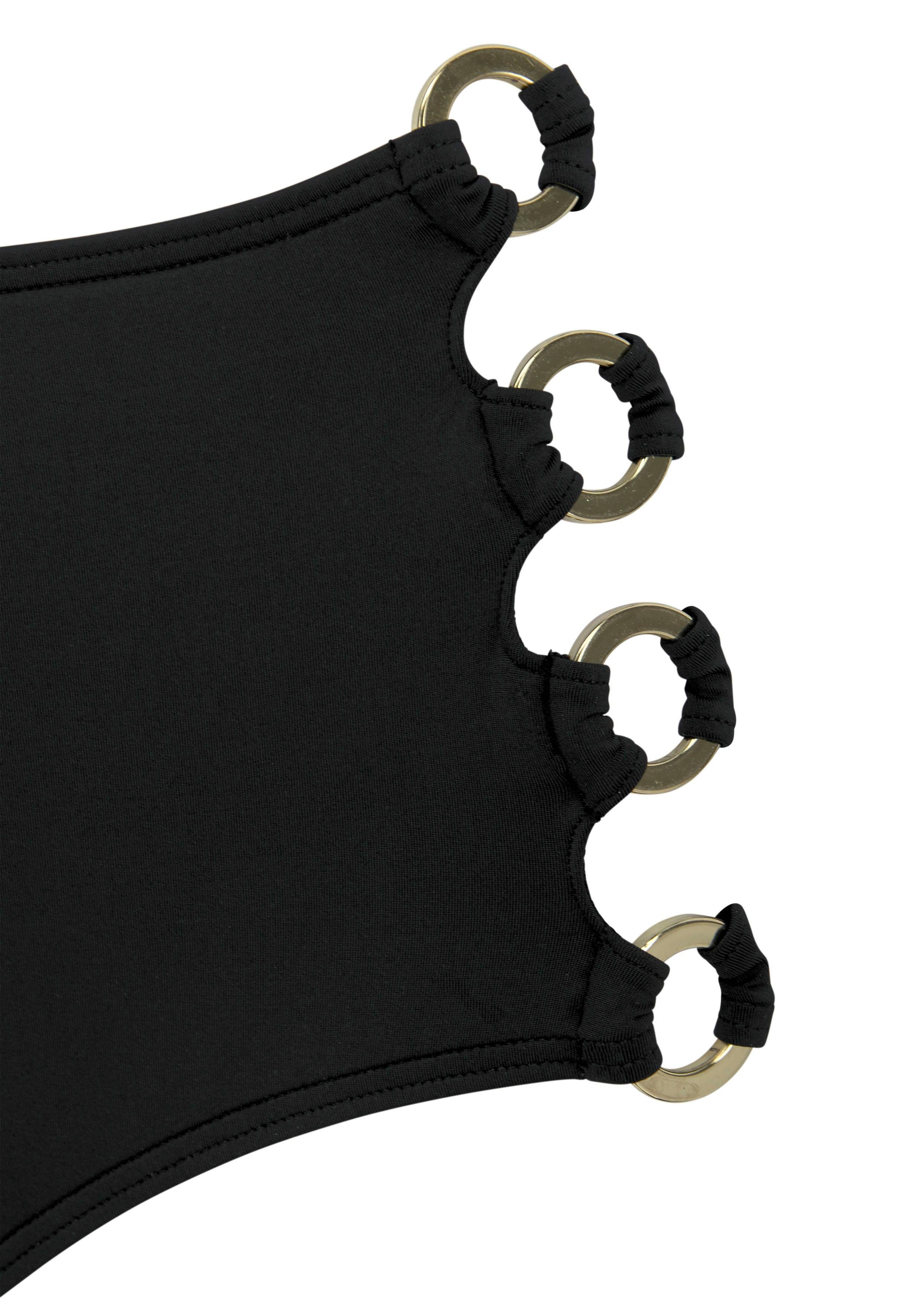 Lascana Highwaist-bikinibroekje Italy Goudkleurige sierringen