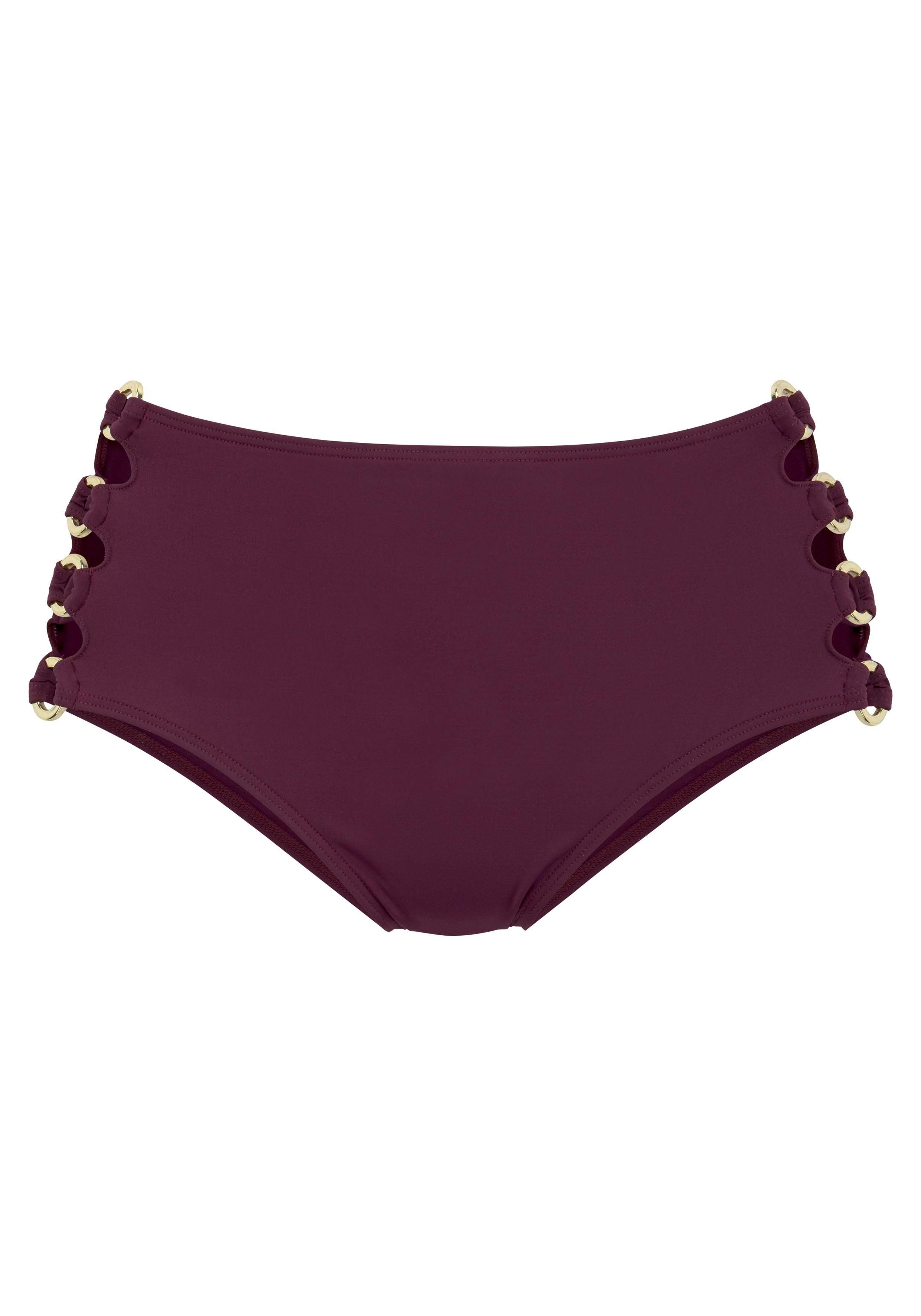 Lascana Highwaist-bikinibroekje Italy Goudkleurige sierringen