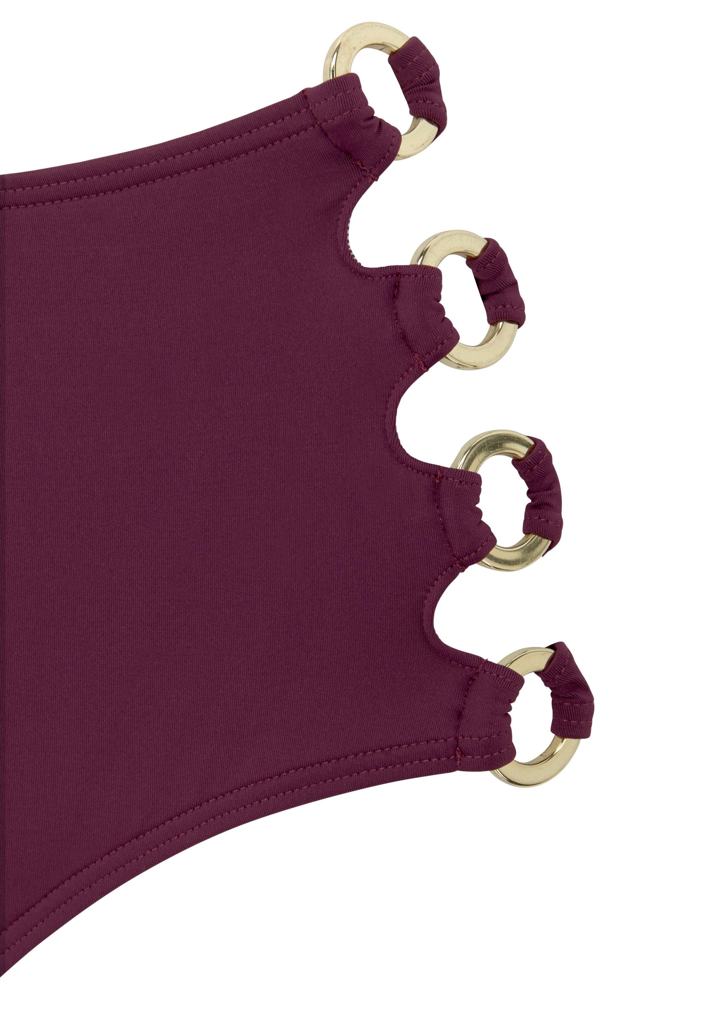 Lascana Highwaist-bikinibroekje Italy Goudkleurige sierringen
