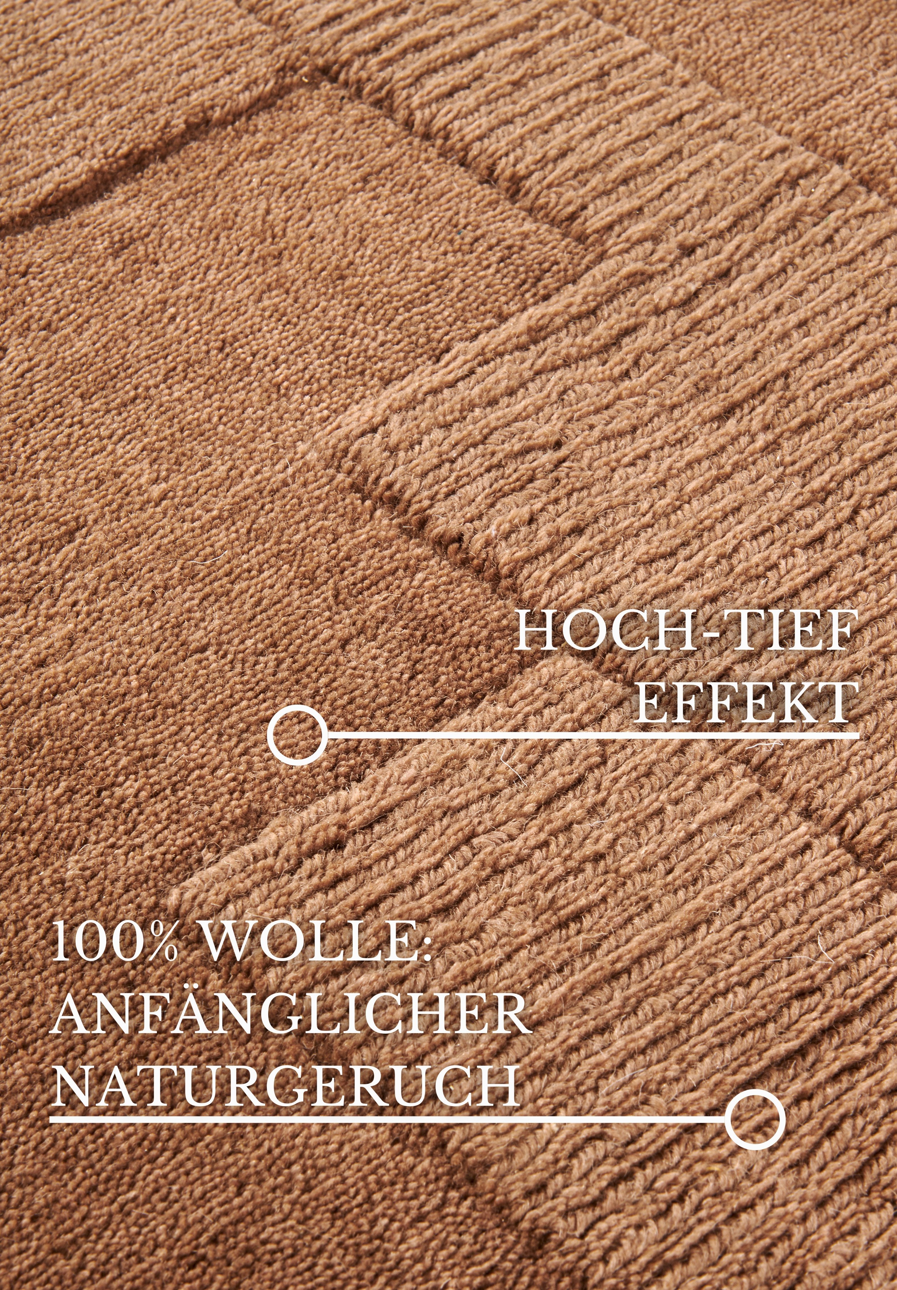 Villeroy & Boch Wollen kleed Wilhelmine Loper, handgeweven, wol, natuur, woonkamer, geometrie, boho