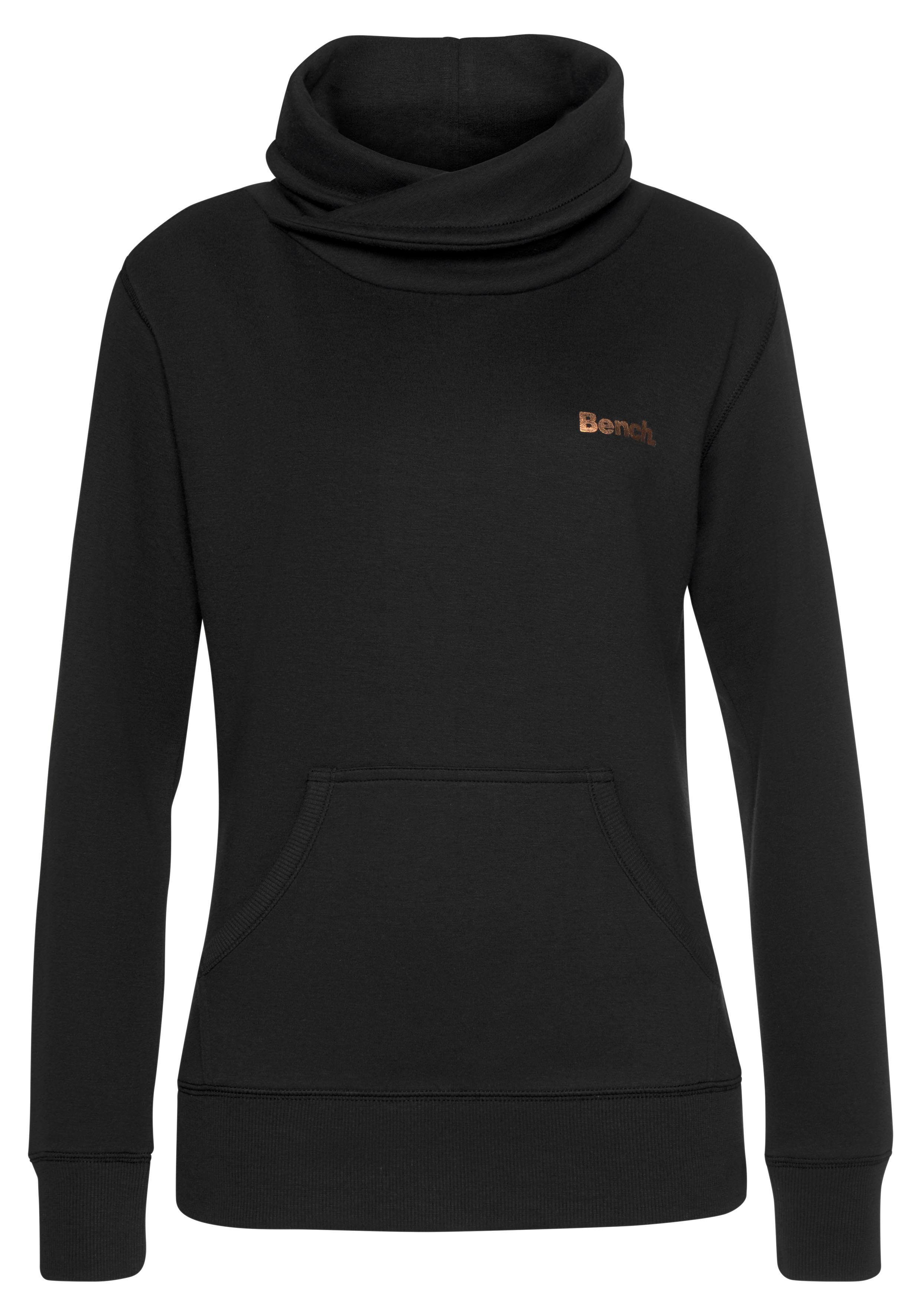 bench. loungewear lang sweatshirt met een opstaande kraag in layer-look zwart