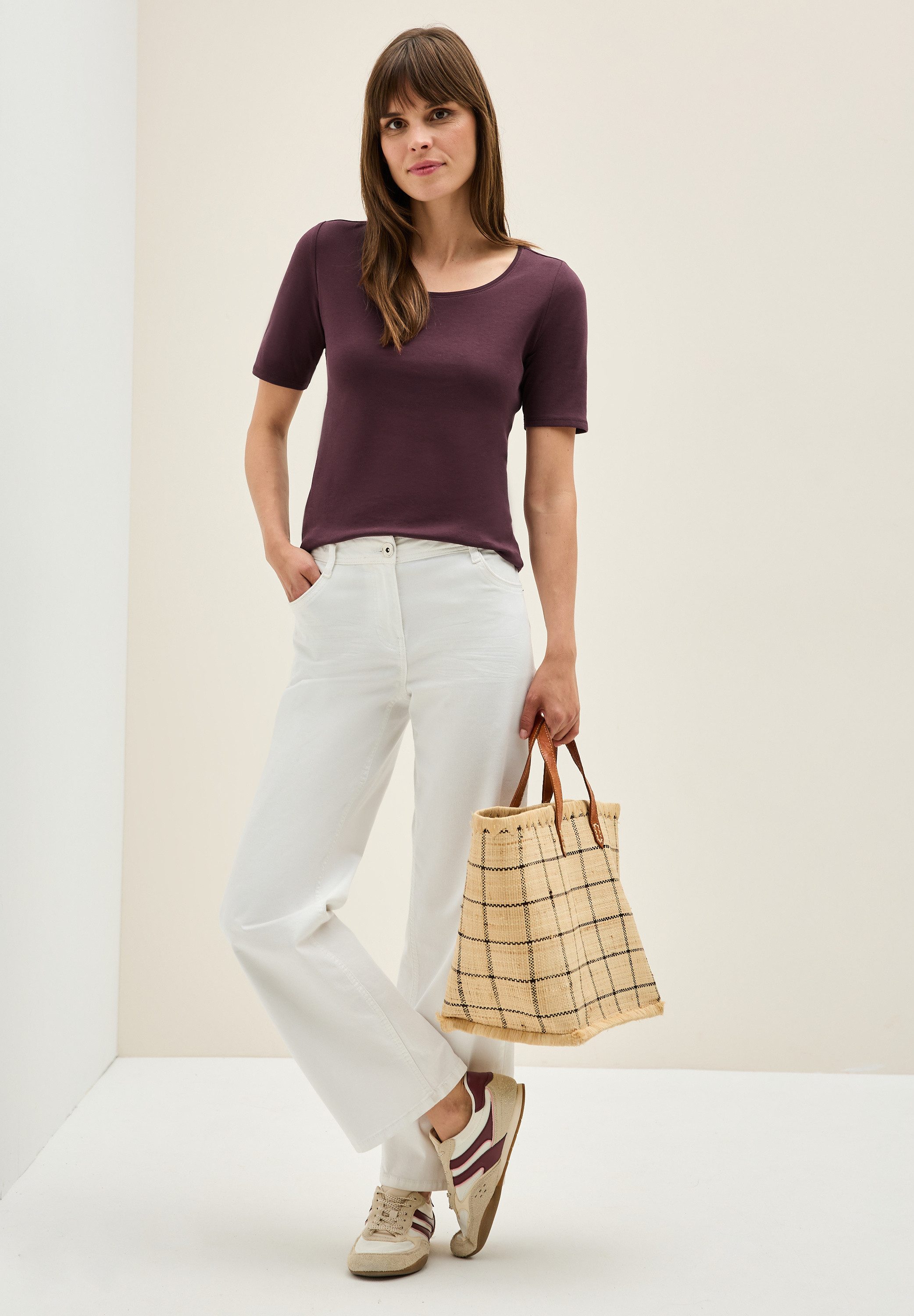 Cecil T-shirt Stijl Lena met klassieke ronde hals