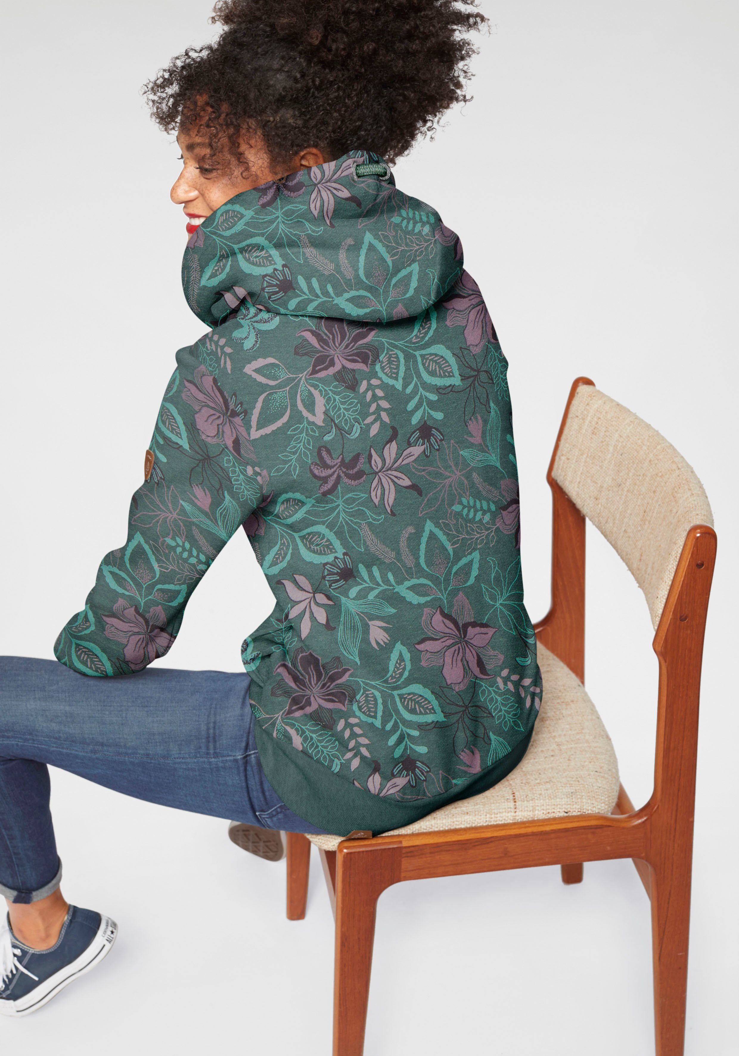 Ragwear Sweater GRIPY FLOWERS O Hoodie met gebloemde print all-over