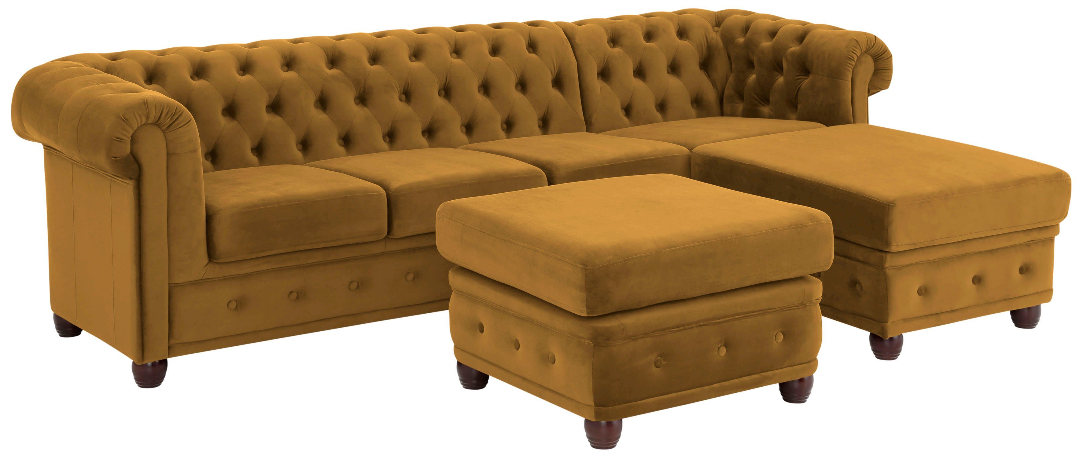 Home affaire Chesterfield-bank New Castle L-vorm hoogwaardige capitonnage in chesterfield-design, bxdxh: 255(171x72)