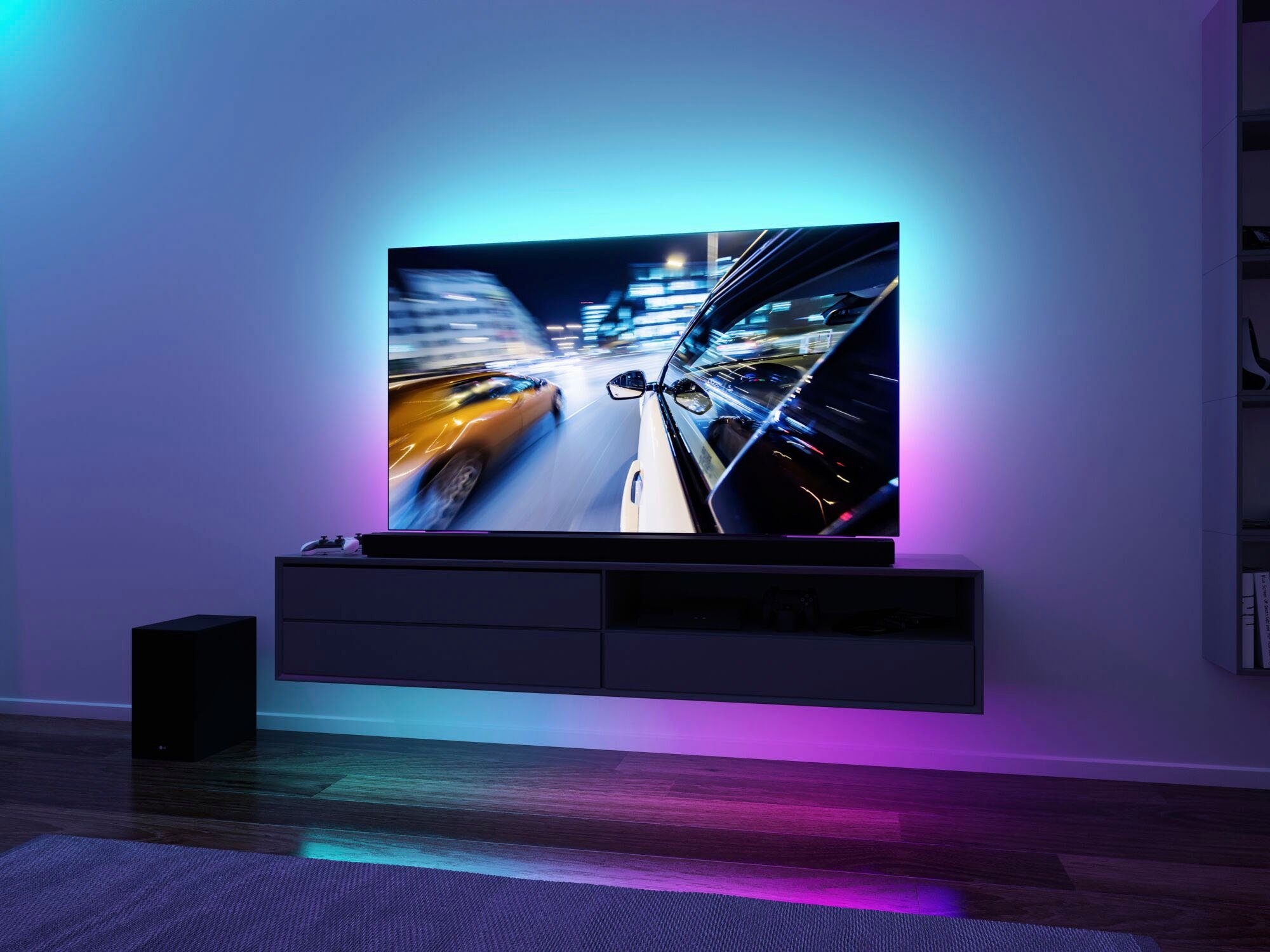 Paulmann Led-strepen USB LED Strip TV-Verlichting 65 Inch 2,4m Dynamic Rainbow RGB 4W (1 stuk)