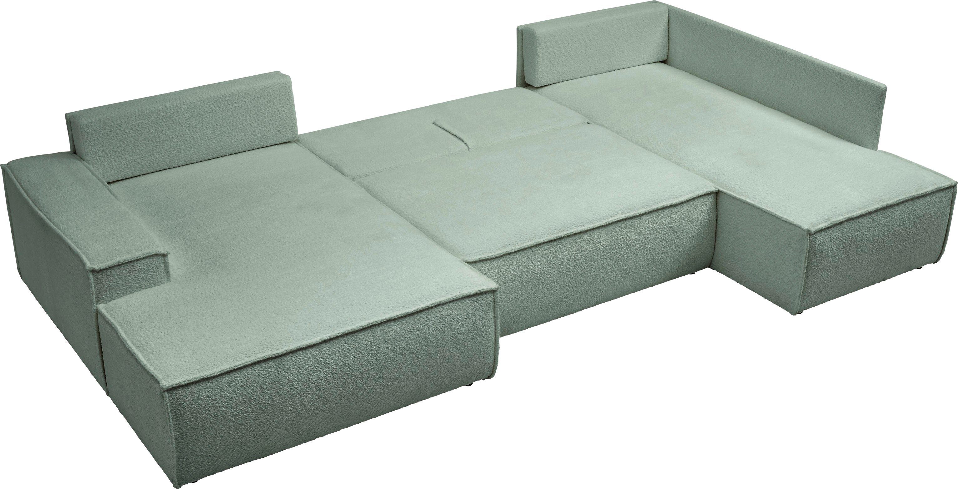 andas Zithoek FINNLEY U-model XXL 329 cm, bedbank, slaapfunctie m. bedkist