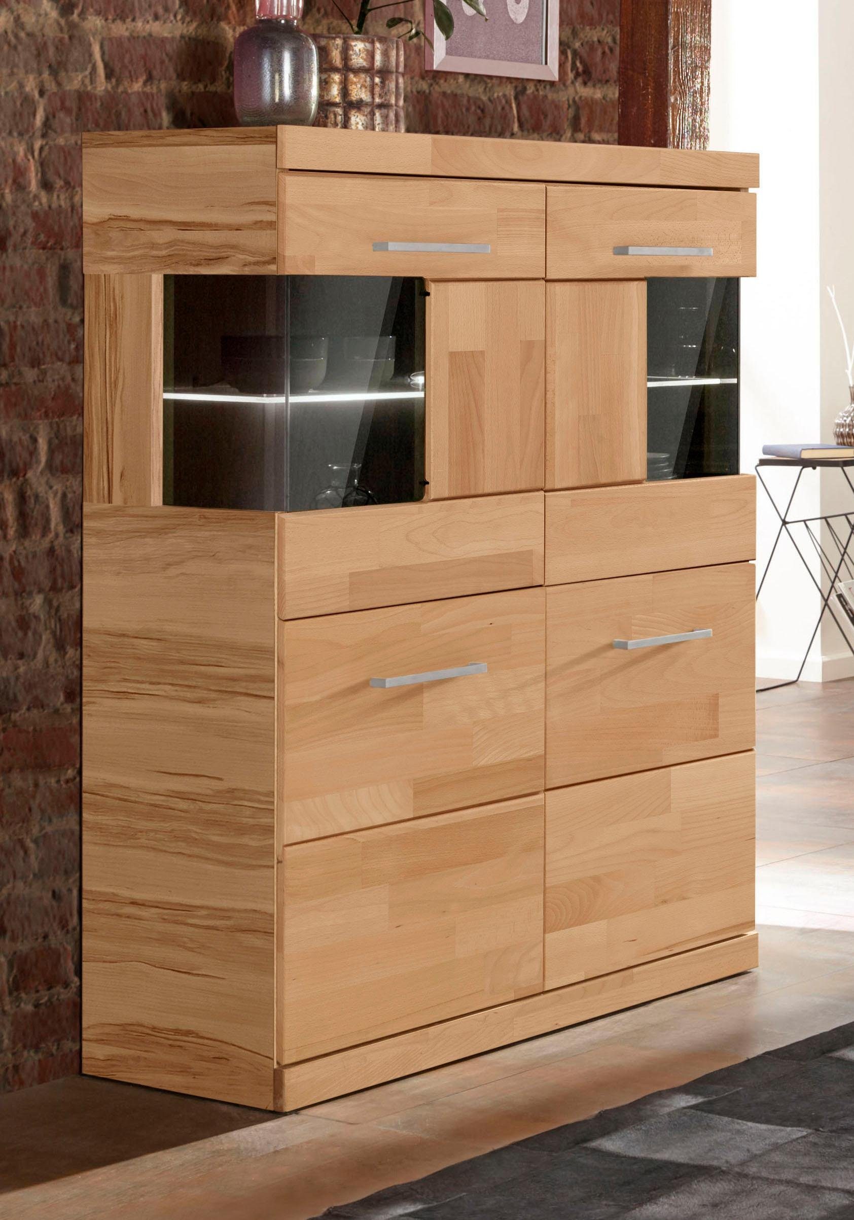 Home affaire Highboard Ribe Breedte 85 cm highboards maat 85x35x115 cm beige