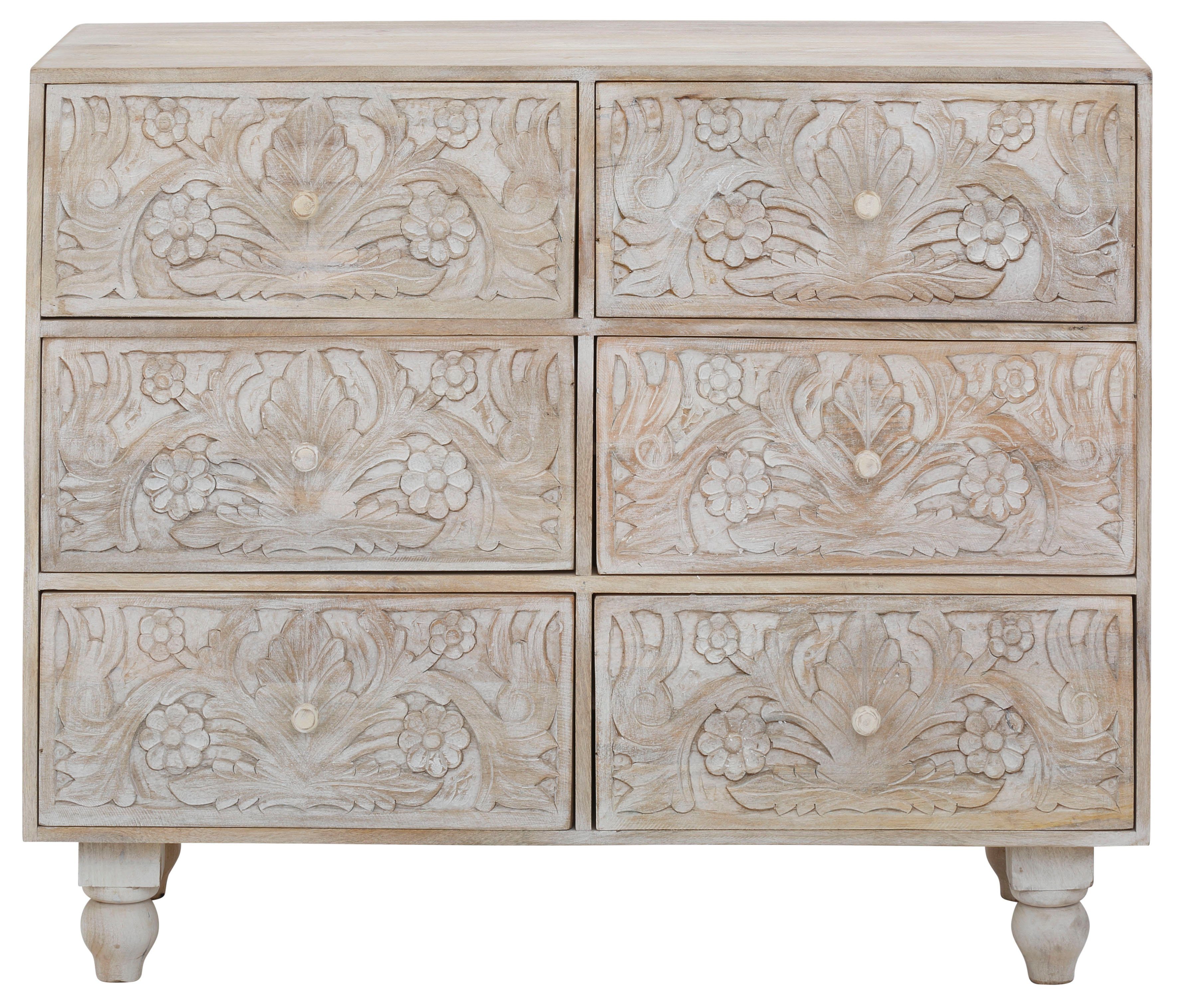 Home affaire Kast Lavin Sideboard Mangohout, met decoratief houtsnijwerk, met de hand gemaakt, breedte 110 cm