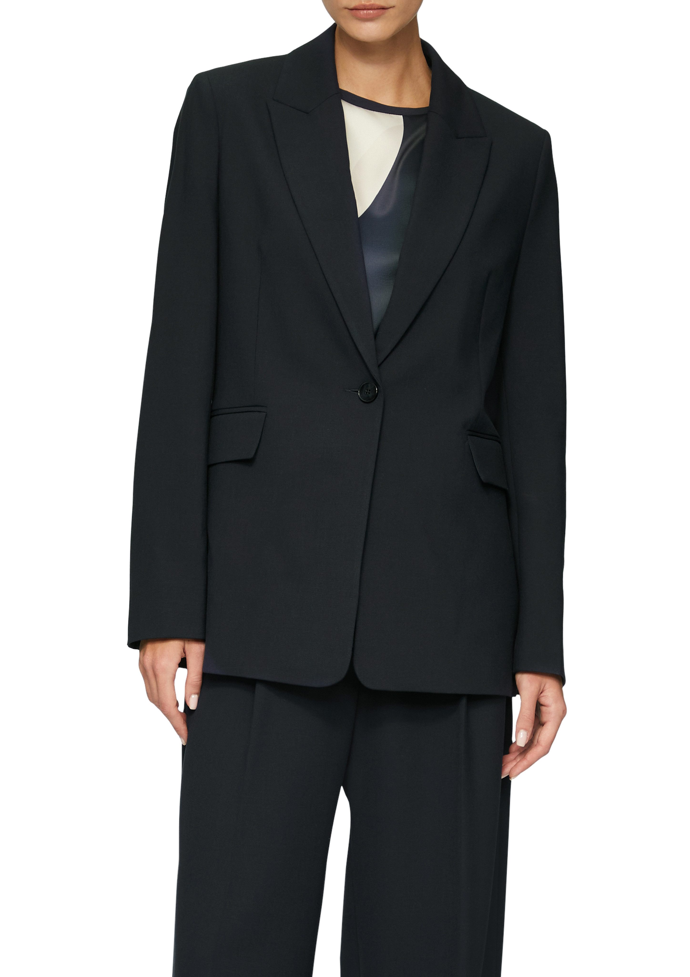 s.Oliver BLACK LABEL Lange blazer in elegante look dames lange blazers maat 36 blauw