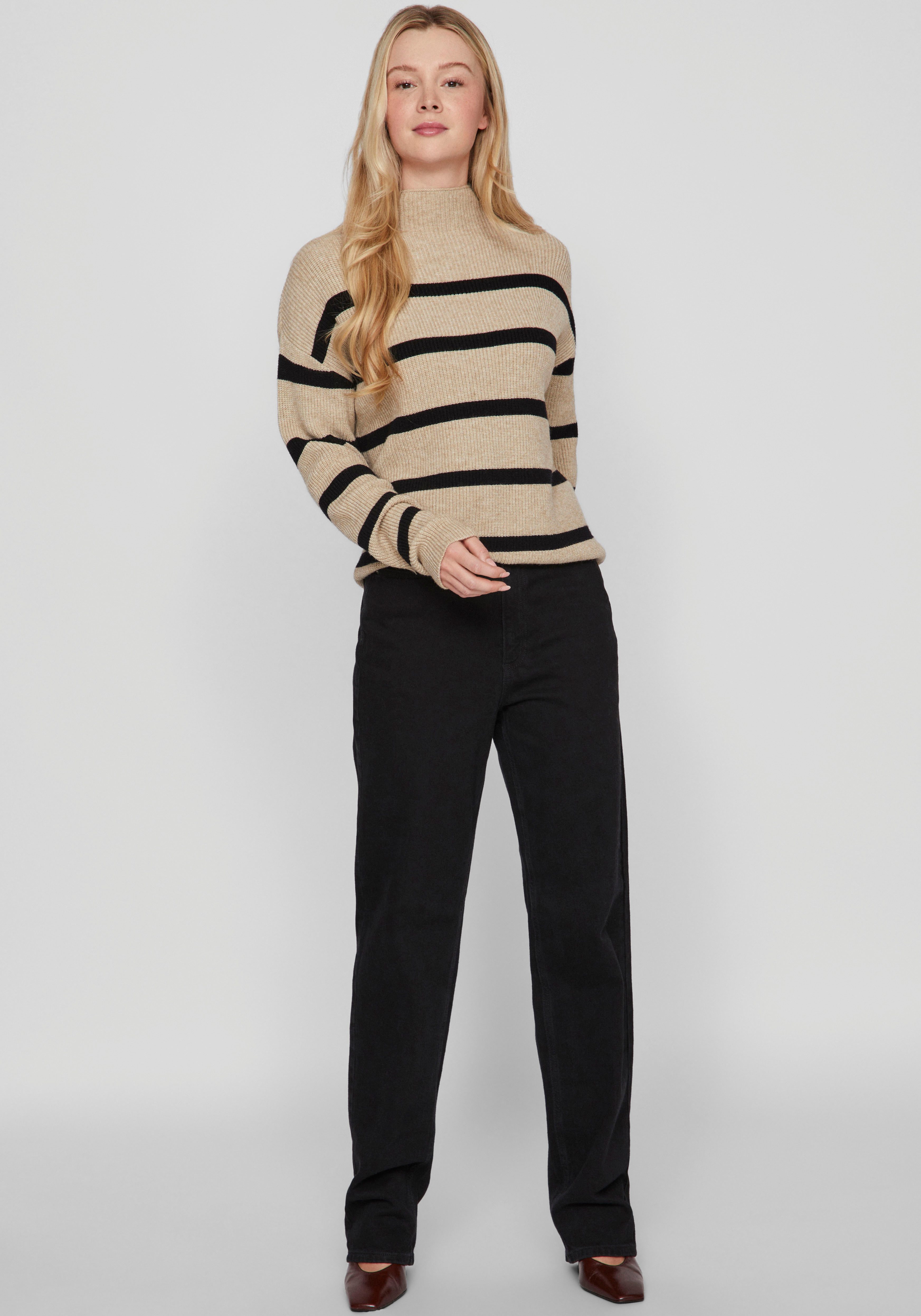 Vila Trui met staande kraag VIRIL MOCKNECK L/S KNIT RIB TOP 2- NOOS