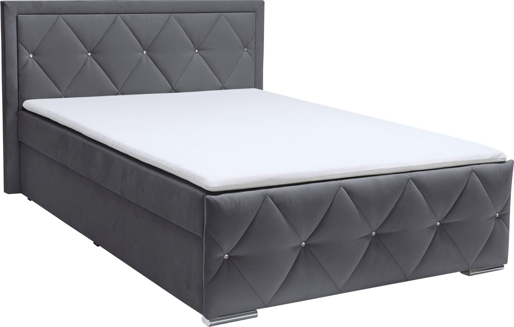 Leonique Boxspring Alfie, bestseller! Inclusief bedlade & topper Optioneel met knoopstiksels of strassstenen, H2, H3 en H4 verkrijgbaar boxsprings