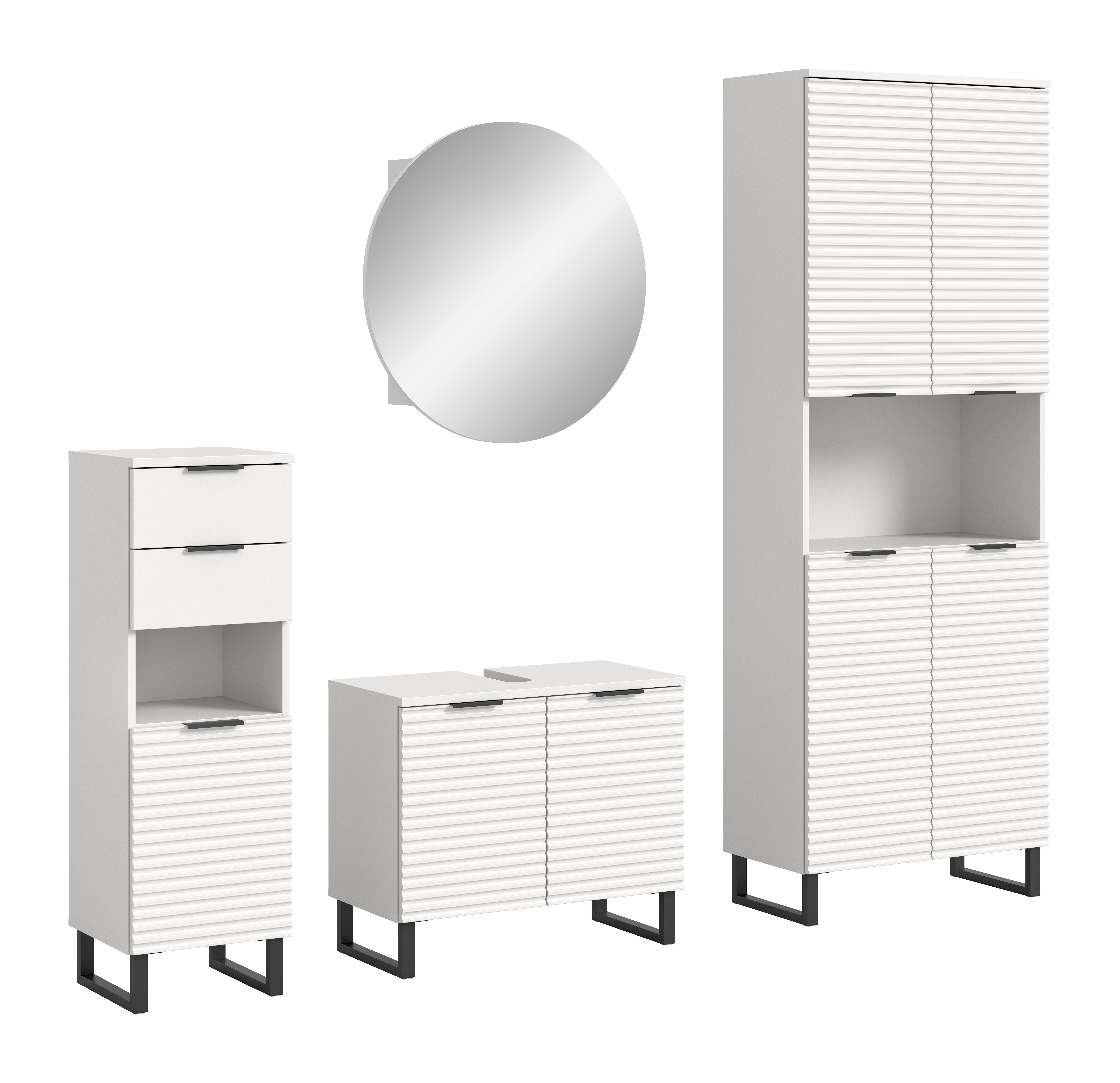welltime Badmeubelset Litica, breedte 205 cm, hoogwaardige groeffrezing, metalen slede (4 stuks)