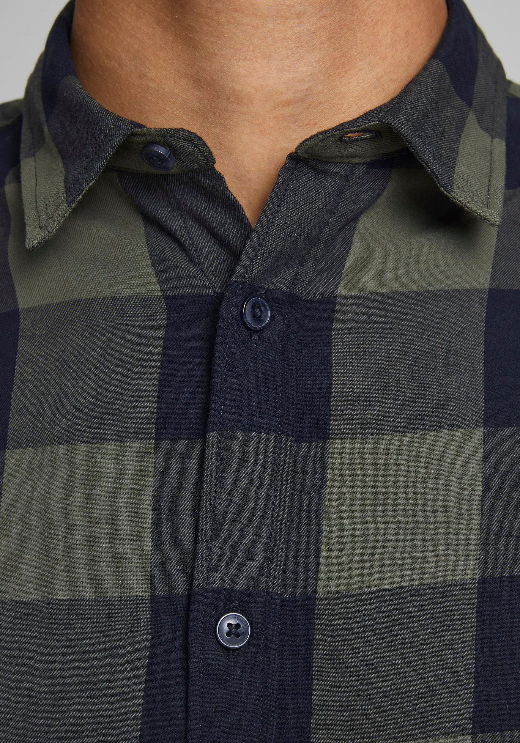 Jack & Jones Geruit overhemd JJ JJEGINGHAM TWILL SHIRT L/