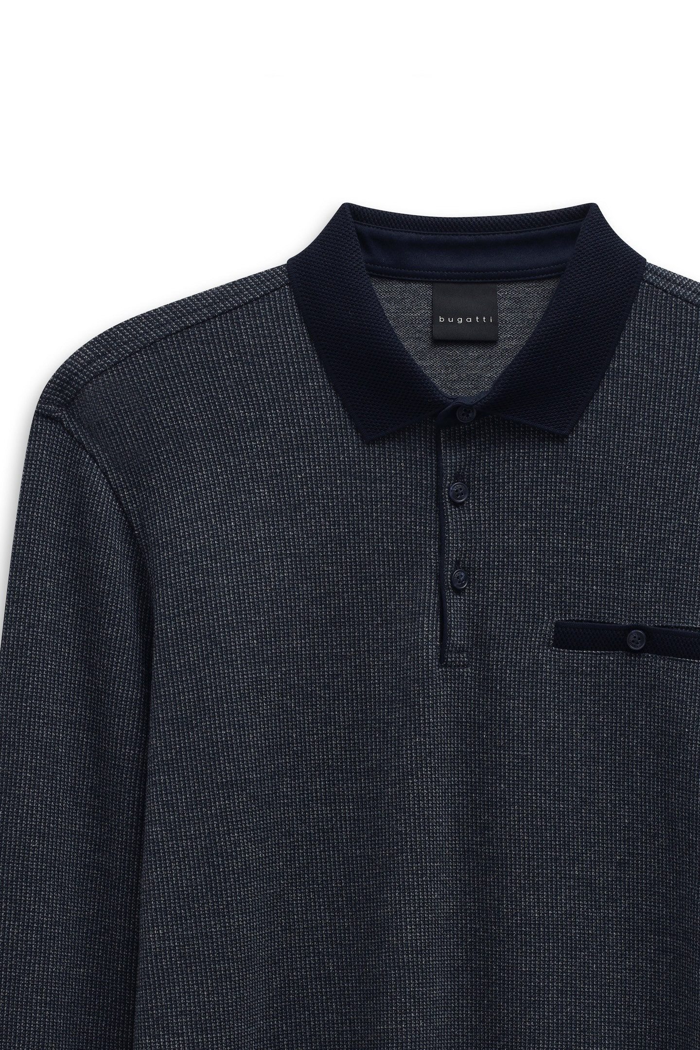 Bugatti Poloshirt met lange mouwen MODERN FIT met borstzak en knoopsluiting