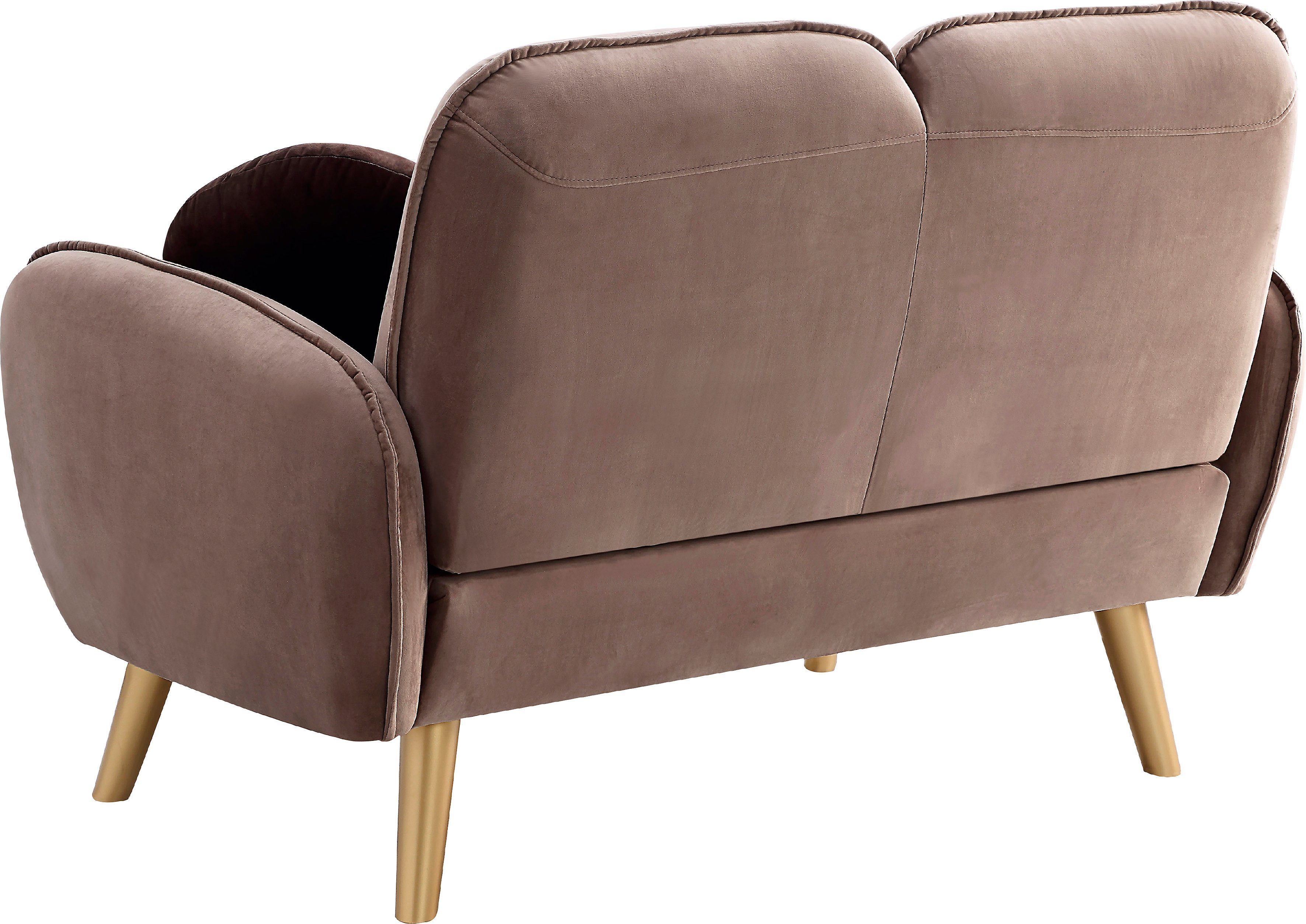ATLANTIC home collection 2-zitsbank Ben met nosagvering, incl. 2 sierkussens, goudkleurige massief houten poten