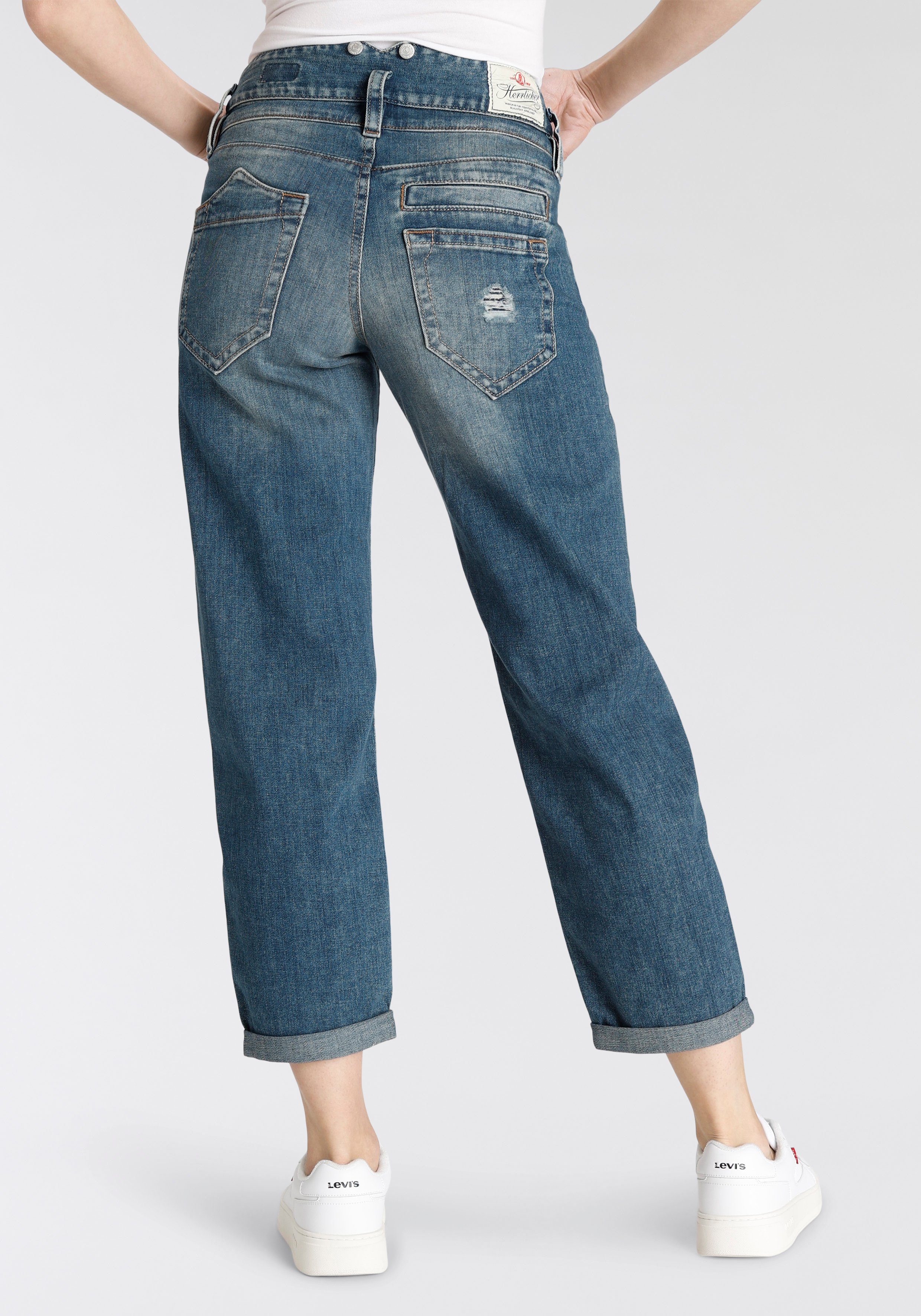 Herrlicher Boyfriendjeans Jeans Pitch HI Tap Organic Denim Verweerde effecten, vintage, milieuvriendelijk dankzij Kitotex Technology