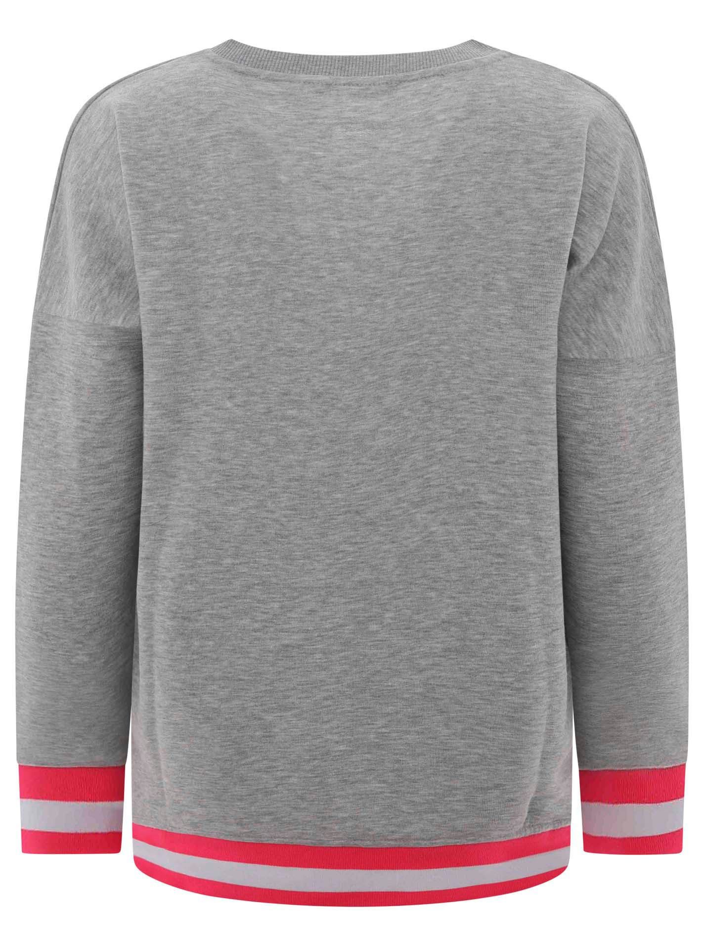 Zwillingsherz Sweatshirt met v-hals en geborduurd "moin" in neonkleuren