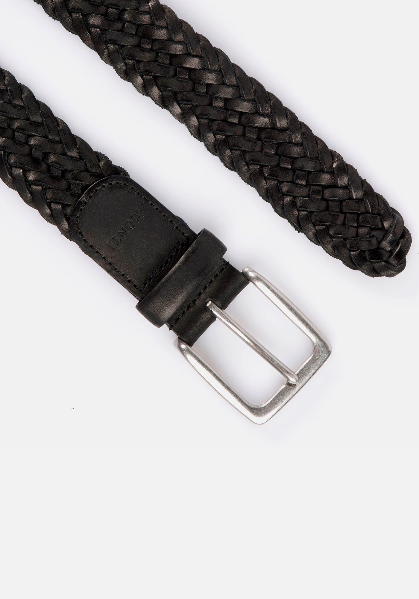 MONTI Leren riem 3,5 cm breed, business-casual, glad leer gevlochten