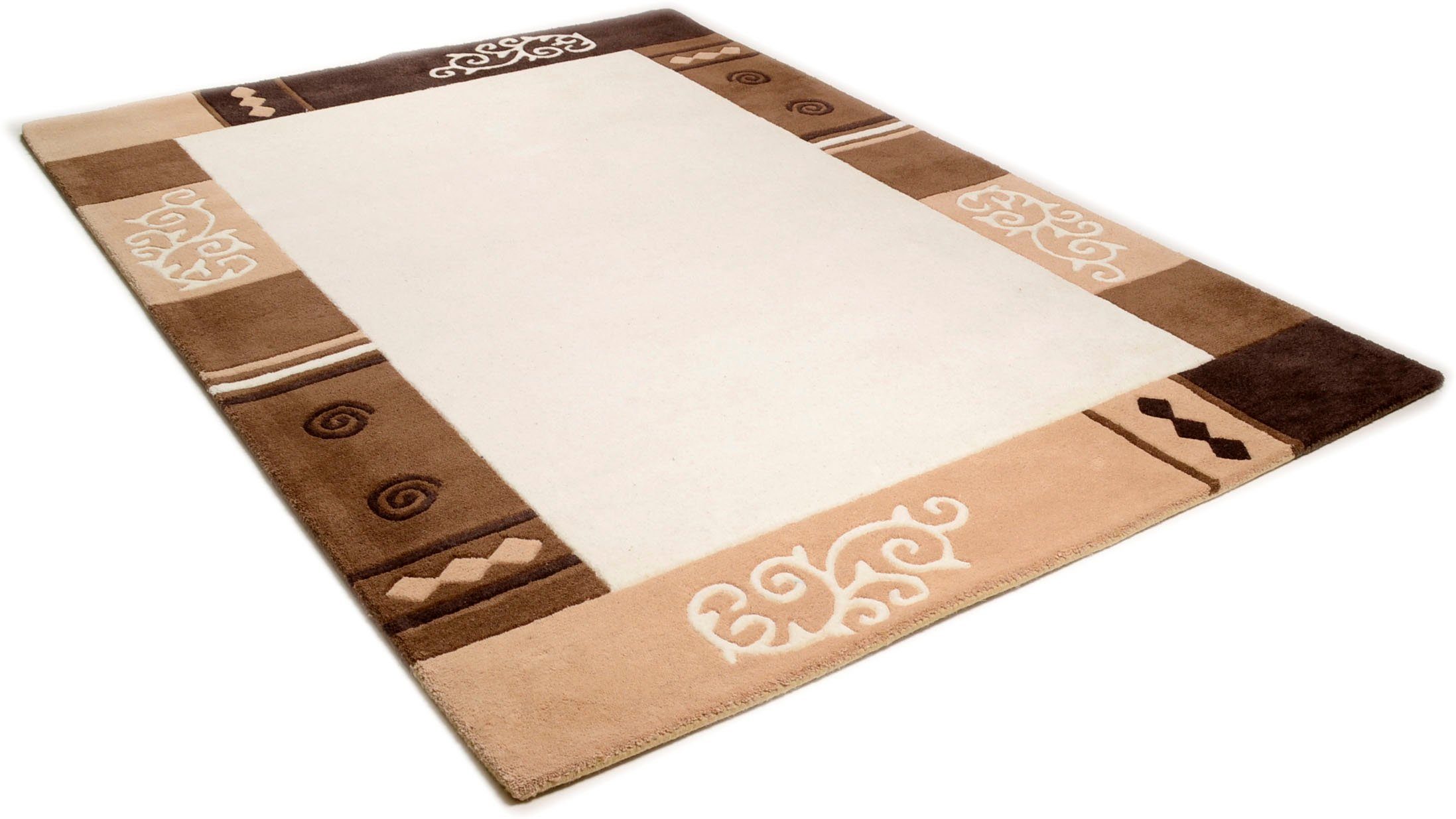 THEKO Wollen kleed AMBADI zuiver scheerwol, handgetuft, met randdessin, modern