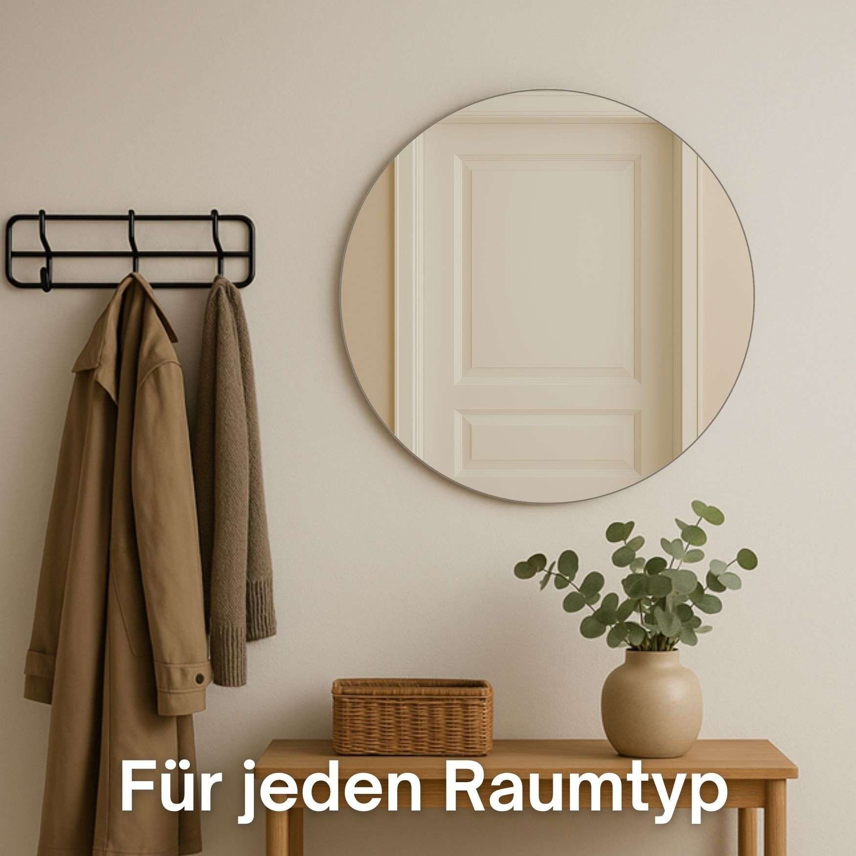 Loevschall Wandspiegel Refine, ronde wandspiegel voor alle ruimte types, stijlvolle lijst