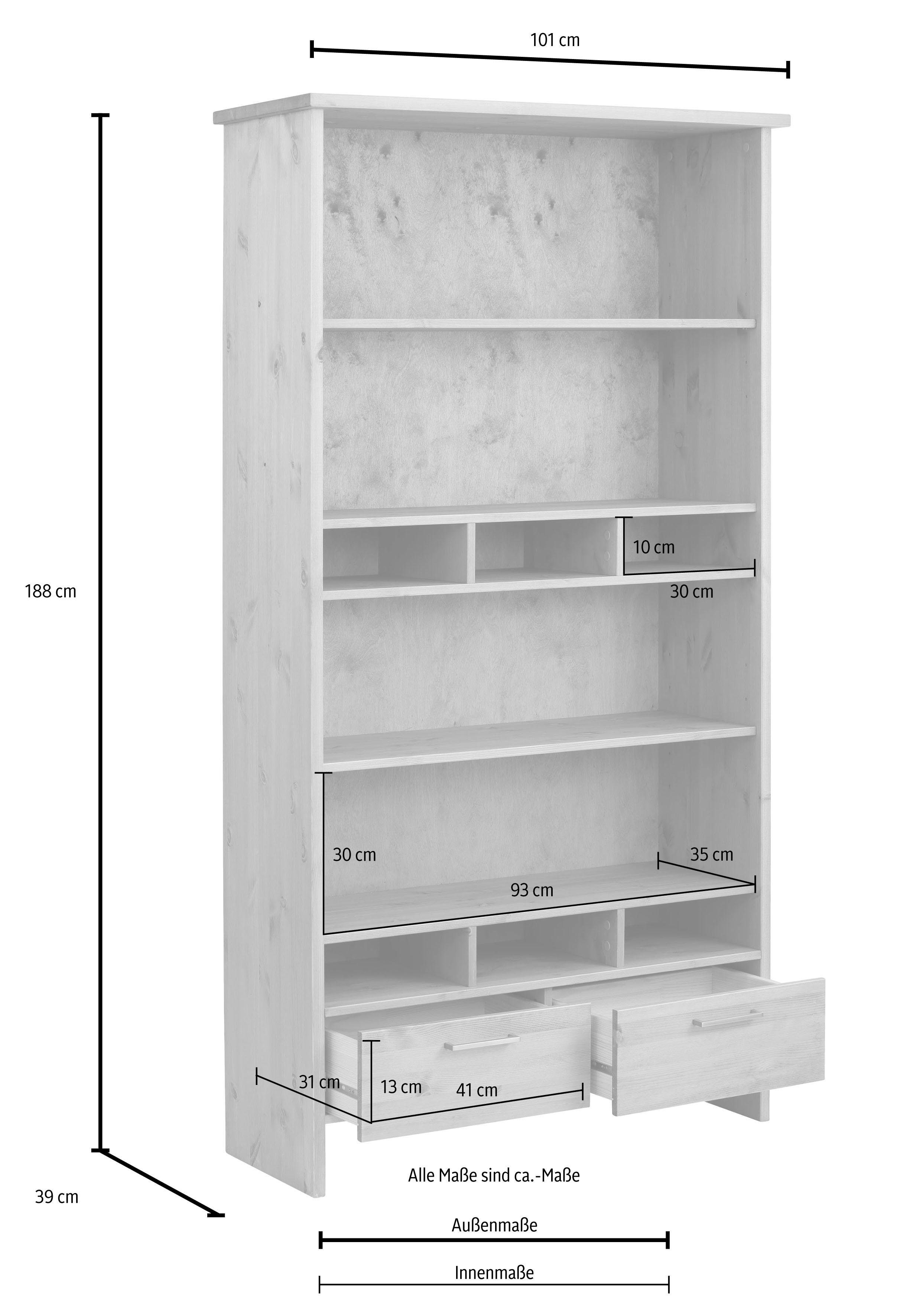 Home affaire Multifunctionele kast Ixo Plank, breedte 101 cm, met 2 lades, van massief grenen, FSC®