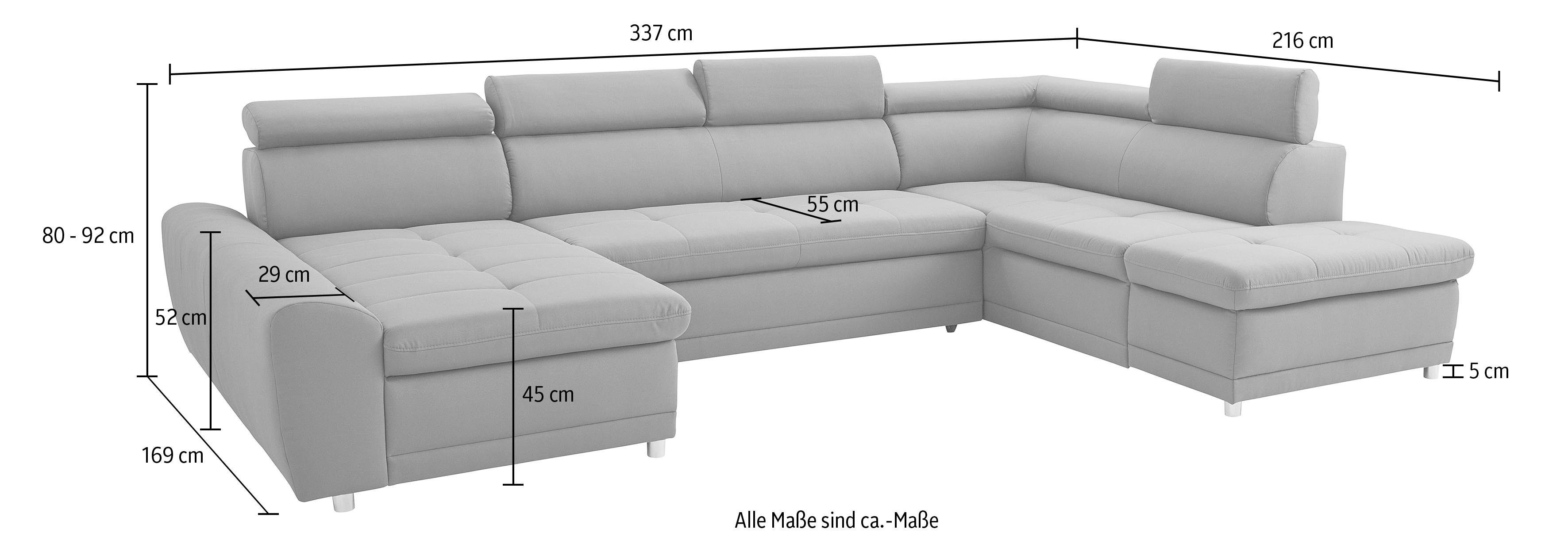 sit&more Zithoek Riva U-vorm optioneel met slaapfunctie