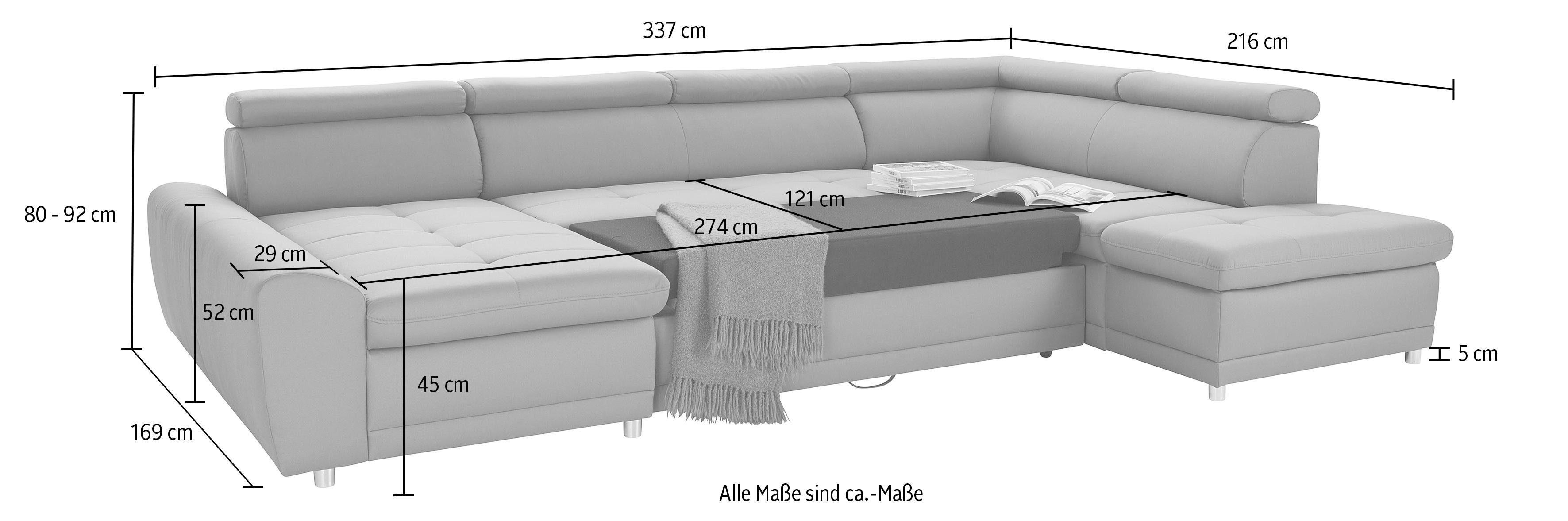 sit&more Zithoek Riva U-vorm optioneel met slaapfunctie