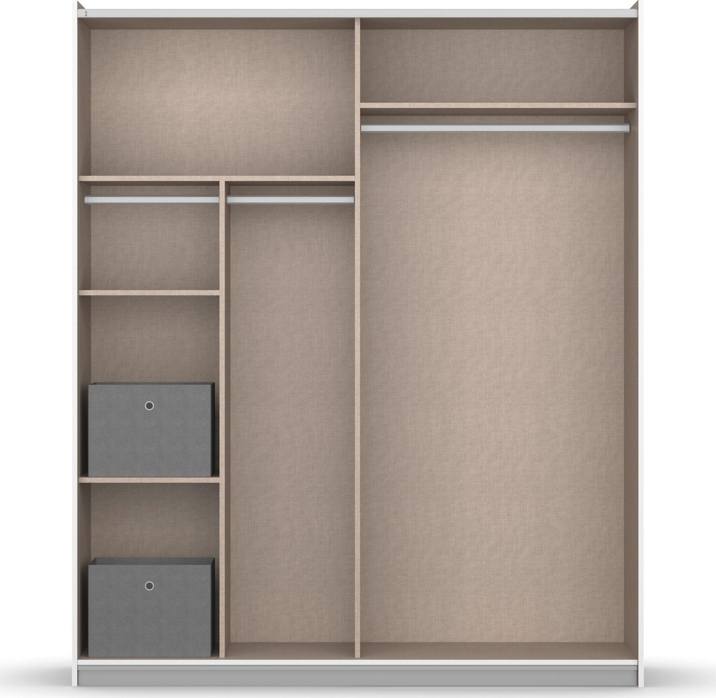 rauch Zweefdeurkast Kledingkast kast garderobe REFLECT inclusief praktische binneninrichting met 2 stoffen dozen made in germany