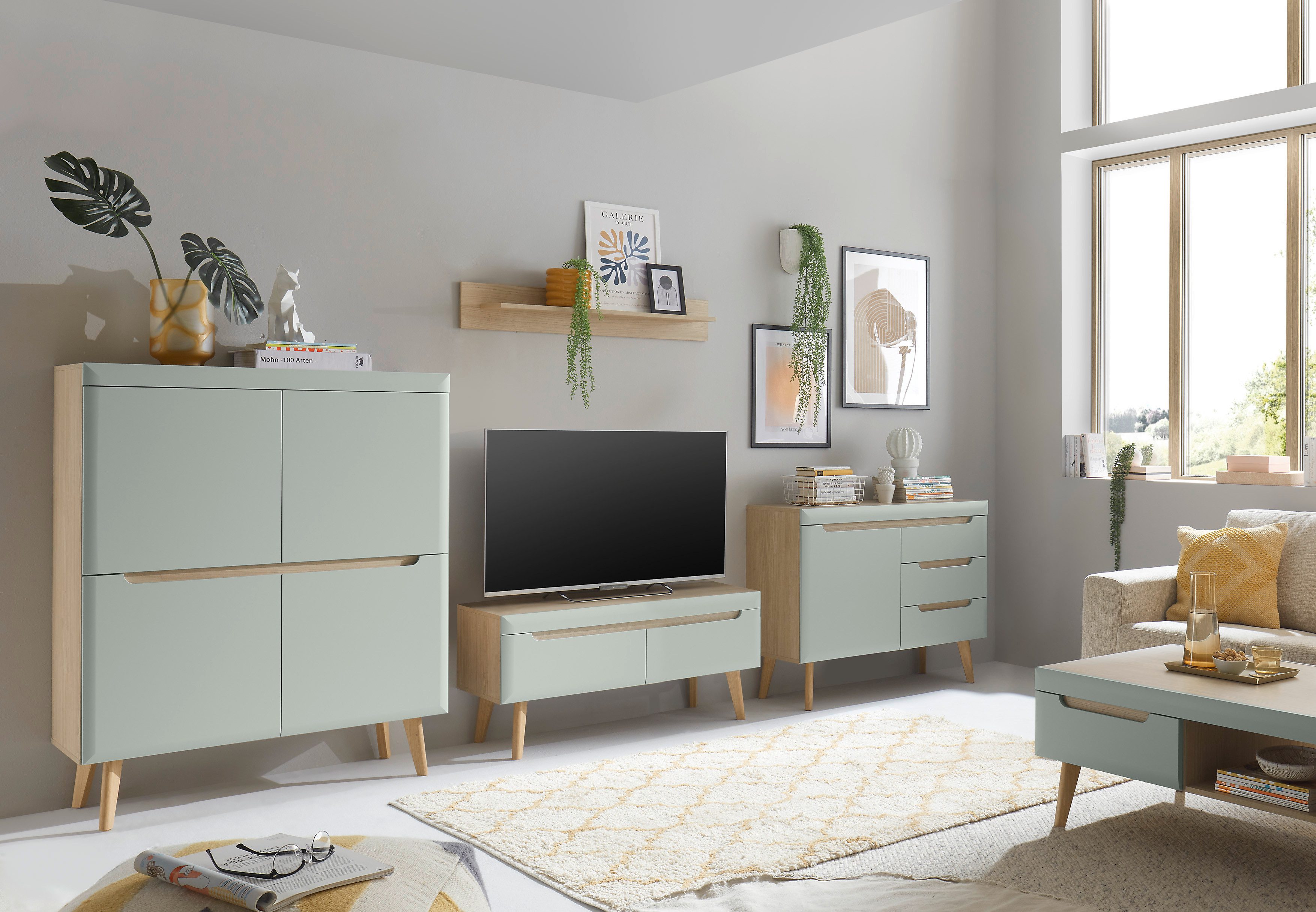 INOSIGN Dressoir Torge, dressoir, commode, ladekast afgeschuinde poten, drie kleuren, scandi design, 107 cm breed (1 stuk)