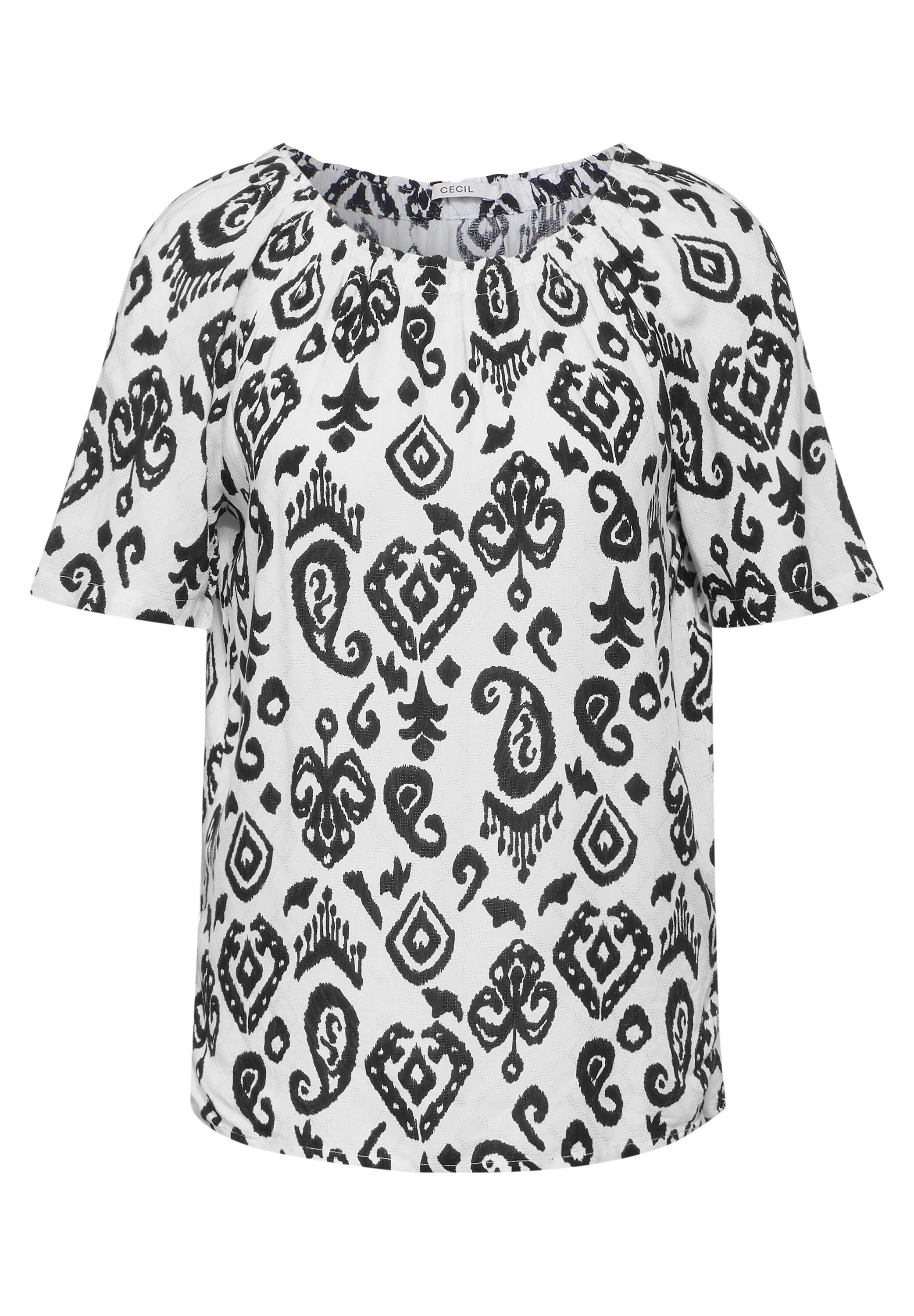 Cecil Blouse met carmenhals met een ornamentmotief