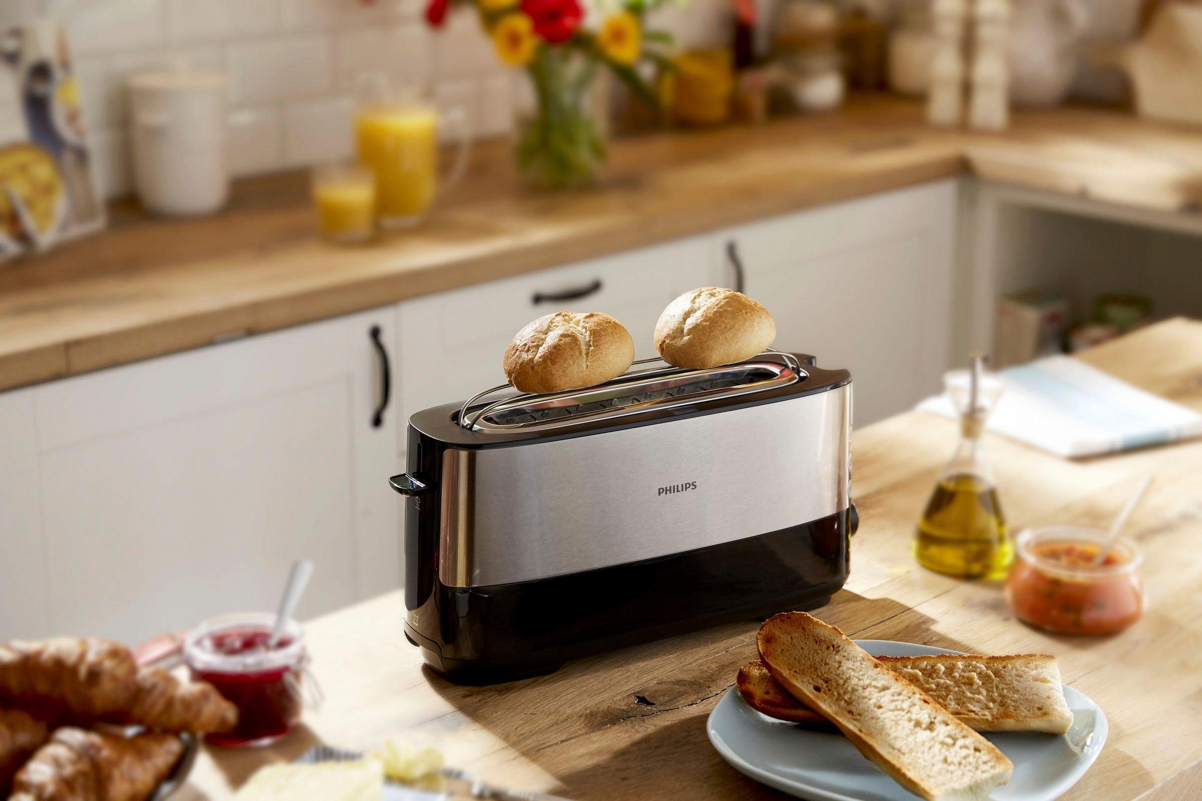 Philips Toaster HD2692/90 met opwarm- en ontdooifunctie, geïntegreerde opzet voor broodjes