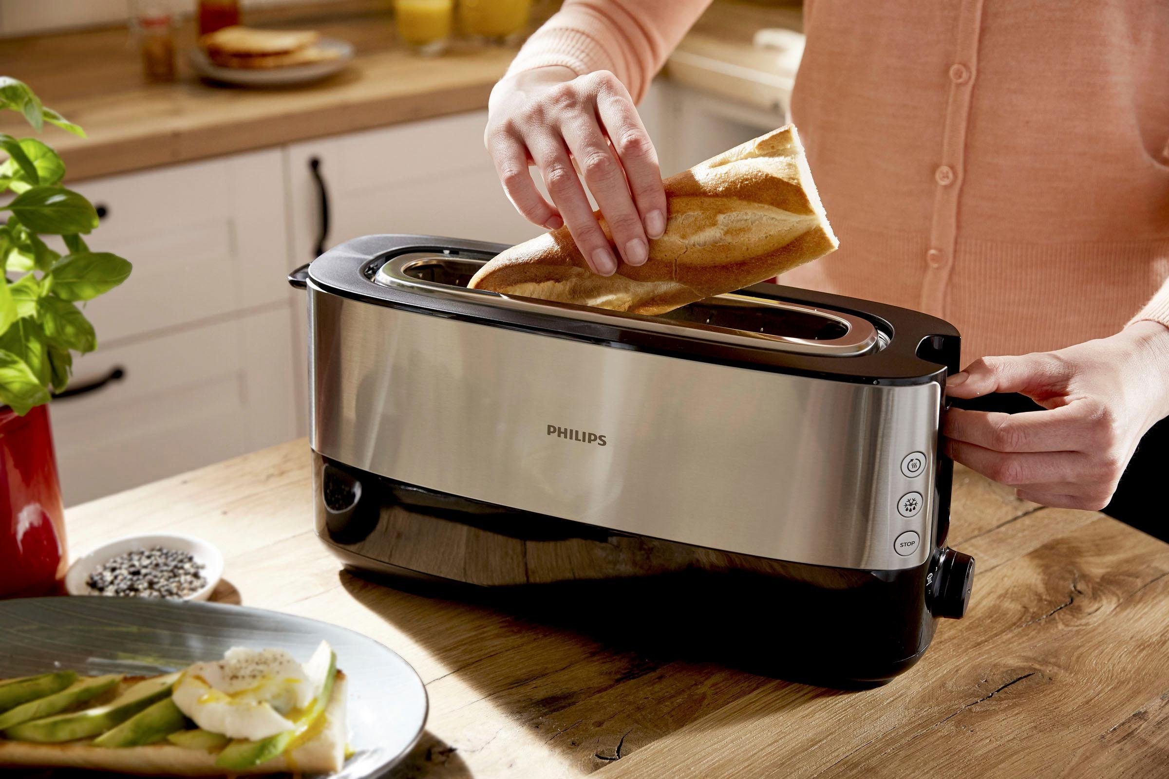 Philips Toaster HD2692/90 met opwarm- en ontdooifunctie, geïntegreerde opzet voor broodjes