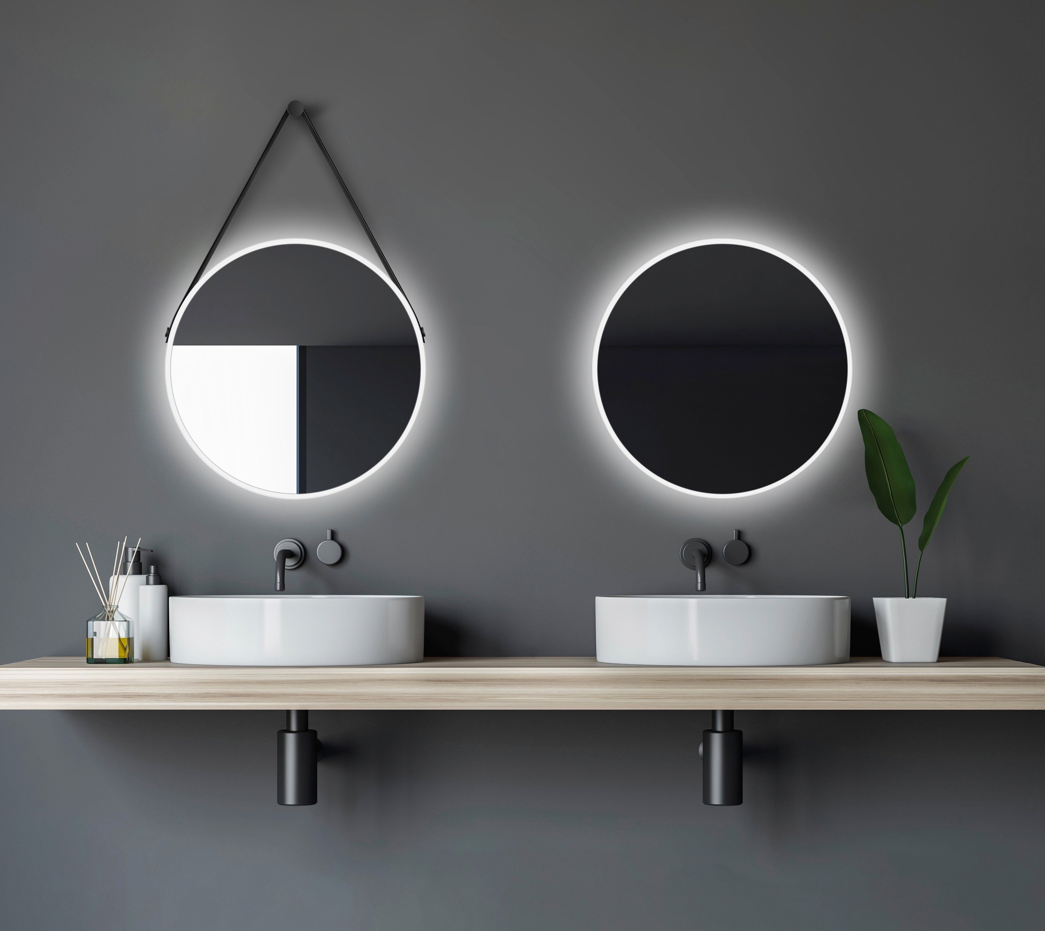 Talos Led-lichtspiegel rond, met indirecte ledverlichting, mat ø 50 cm
