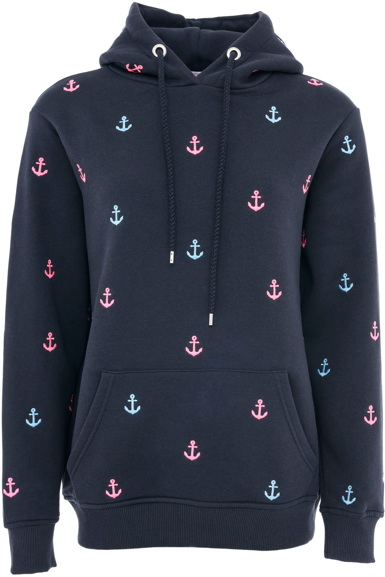 Zwillingsherz Hoodie Anker met geborduurde ankers en frontzak