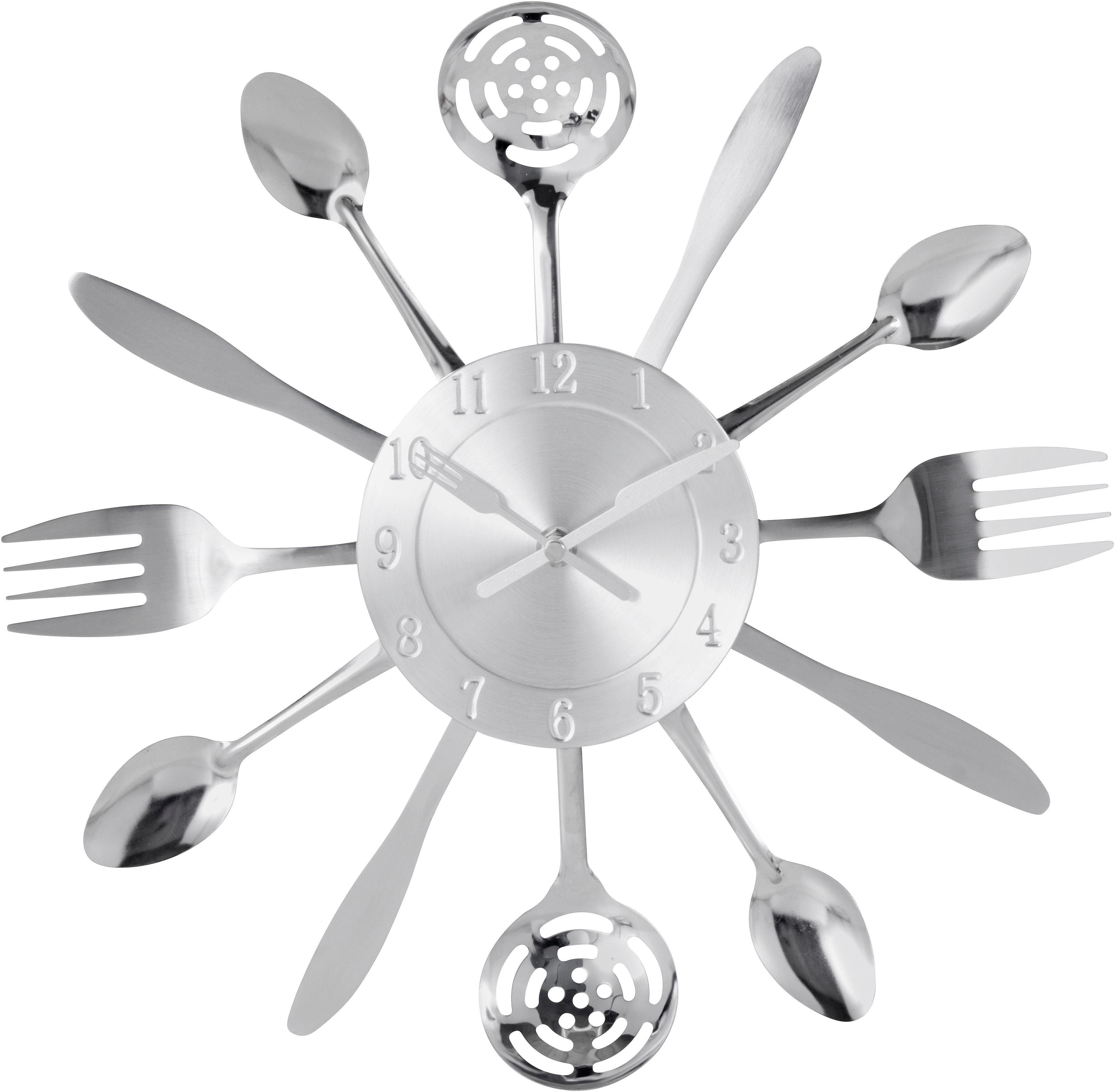 My home Wandklok Cutlery Keukenklok, XXL, rond, ø 38 cm, van metaal, bestek (1-delig)