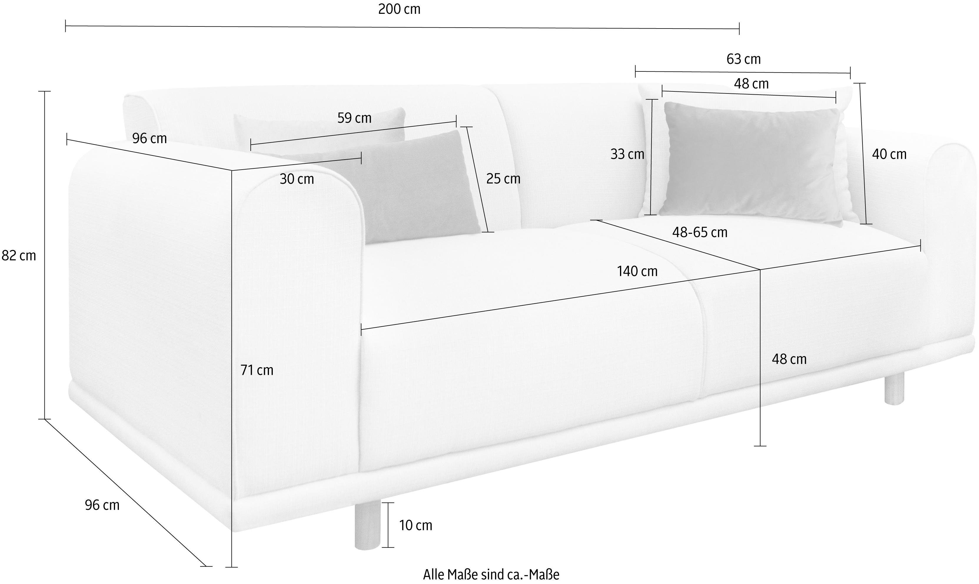 andas 2-zitsbank Maroon in een scandinavisch design, met losse kussens