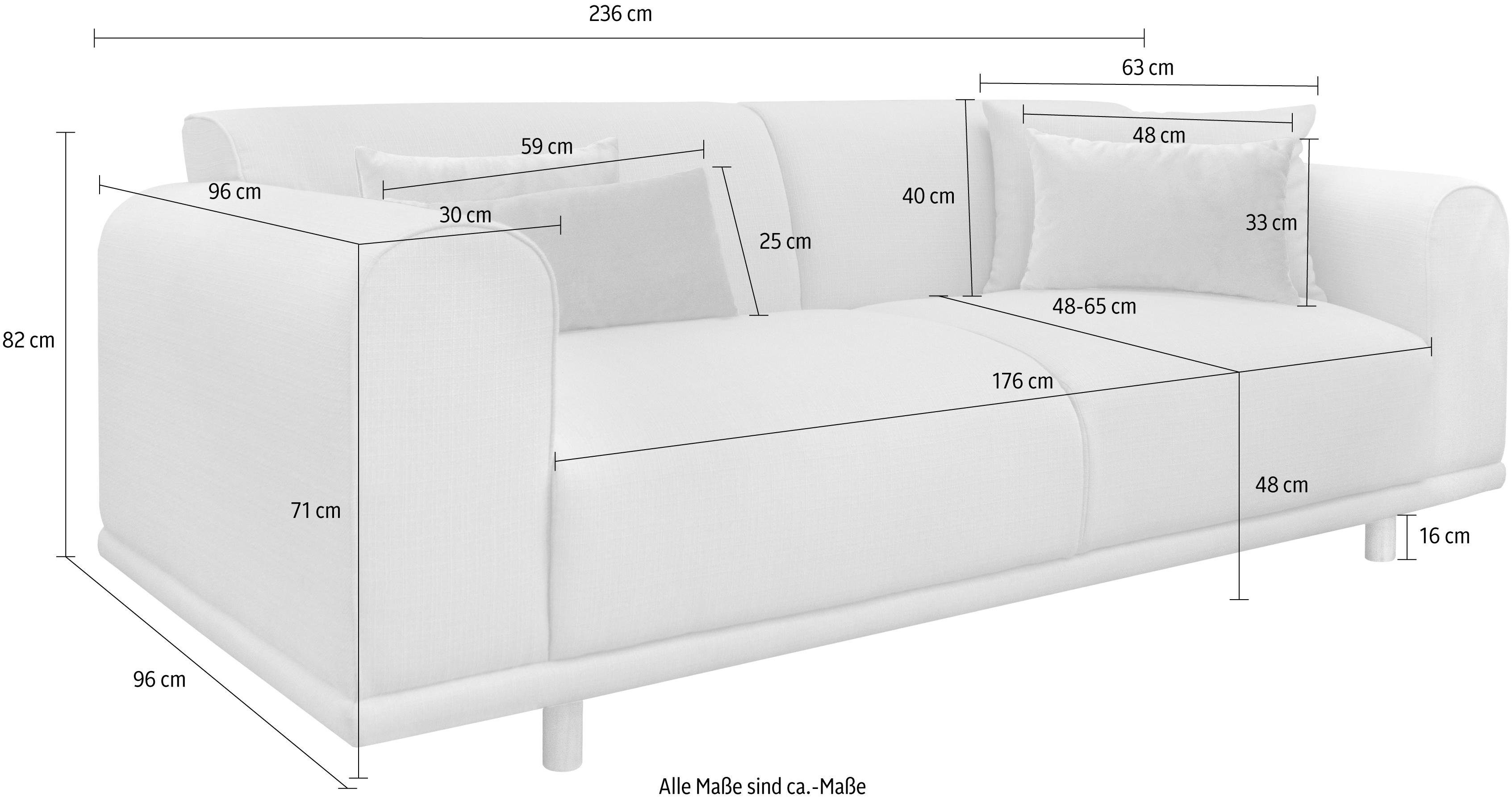andas 3-zitsbank Maroon in een scandinavisch design, met losse kussens