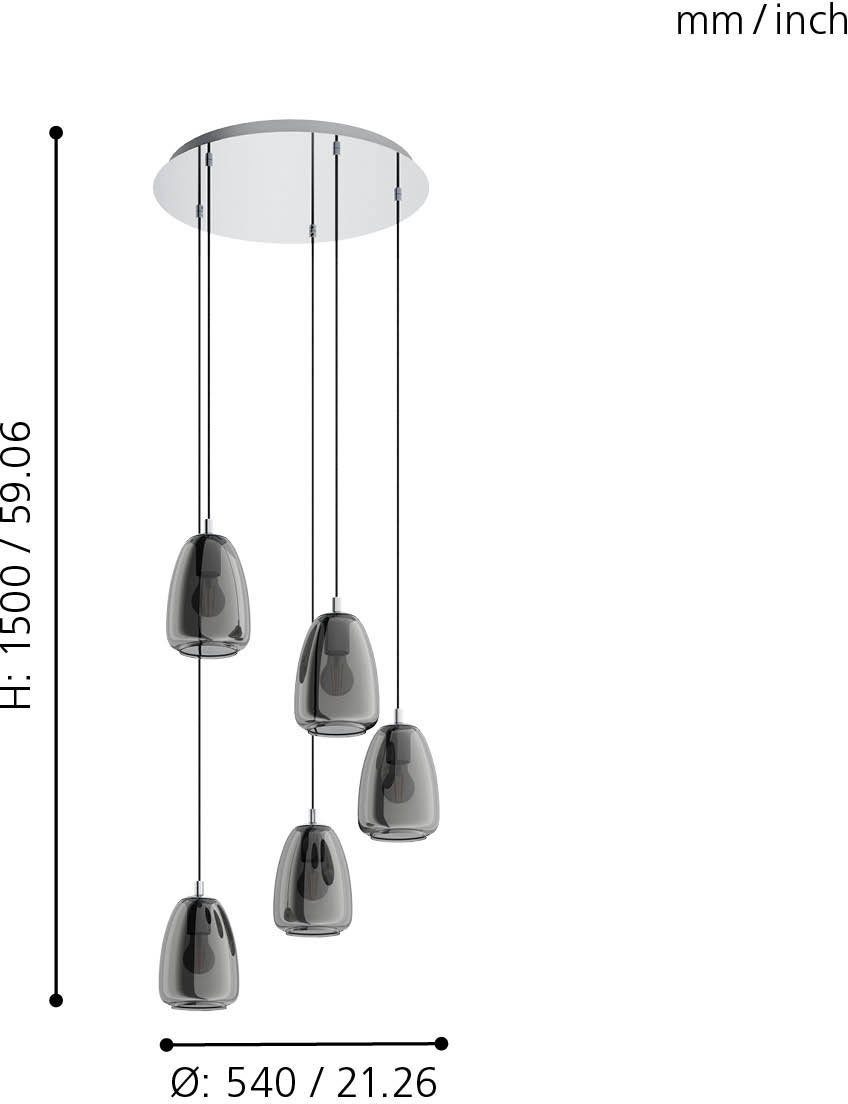 EGLO Hanglamp ALOBRASE chroom / ø54 x h150 cm / hanglamp / eettafellamp / keuken