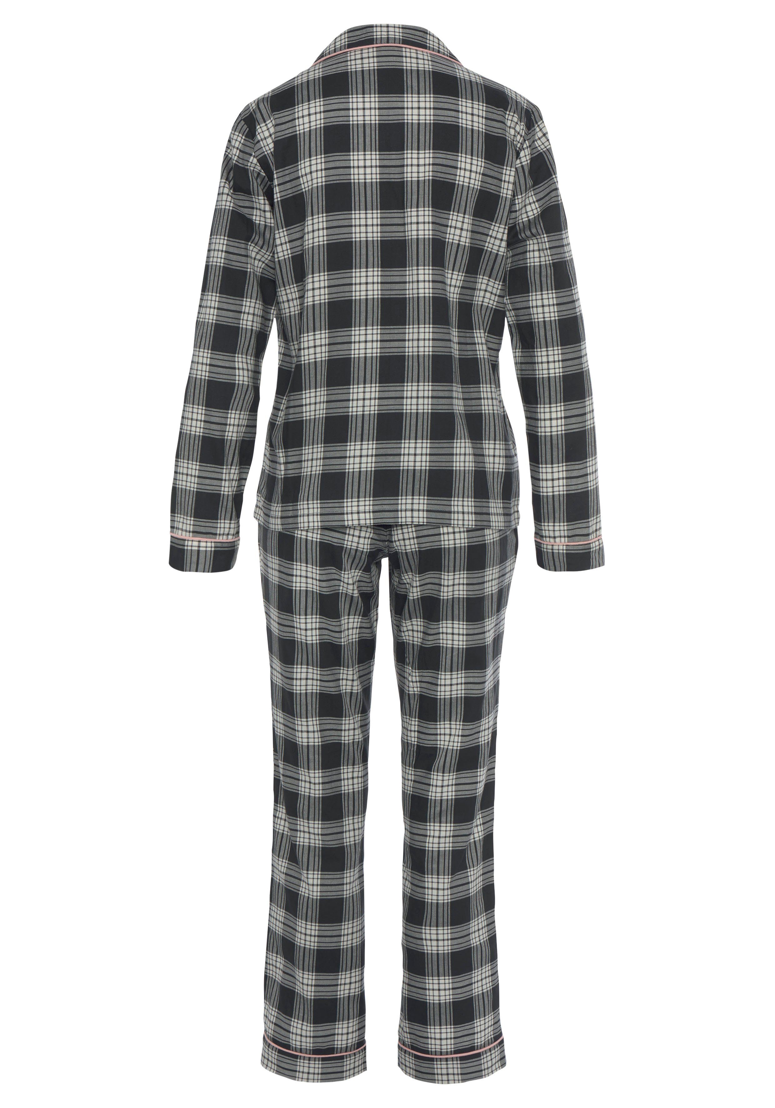 H.I.S Pyjama van flanel met alover ruitpatroon (set, 2-delig)