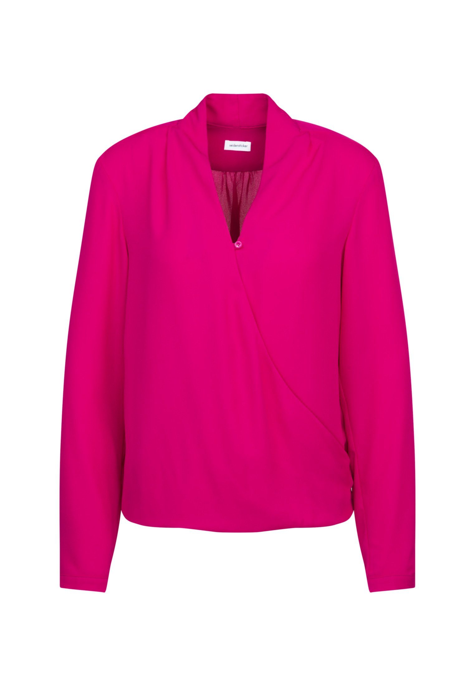 seidensticker Wikkelblouse Zwarte roos Lange mouwen V-hals uni