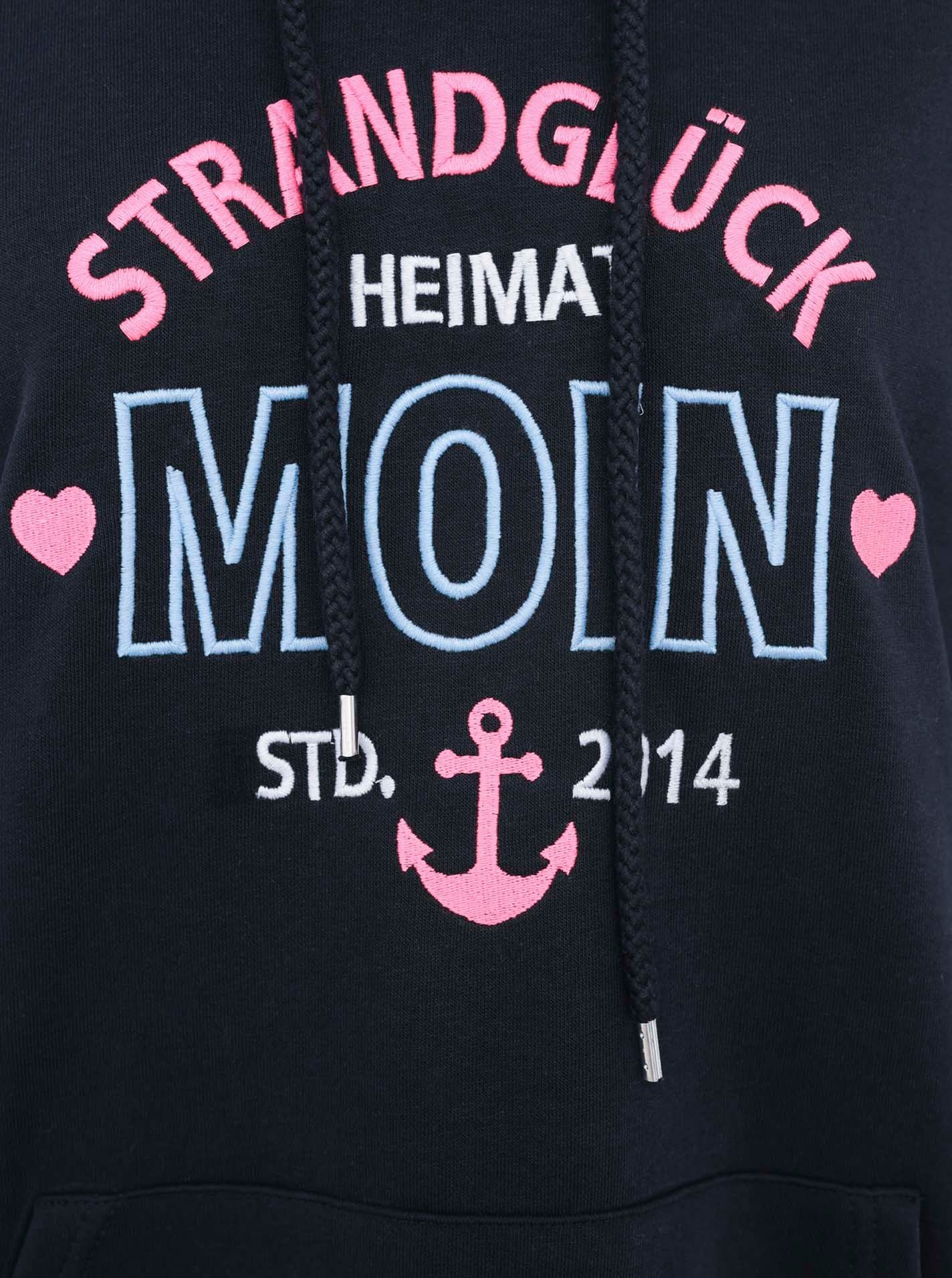 Zwillingsherz Sweatjurk Strandgeluk met borduursel voor en op de arm