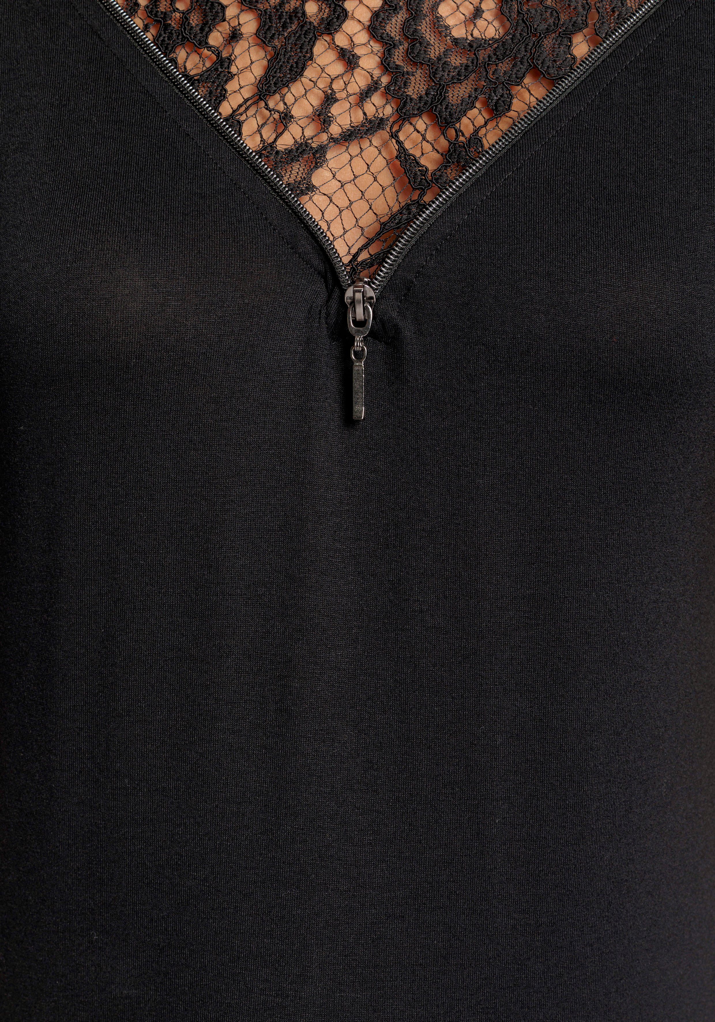 Melrose Shirt met korte mouwen met ingesneden mouwen, comfortabele pasvorm, met fijne kant