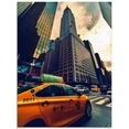 artland print op glas taxi in new york (1 stuk) multicolor