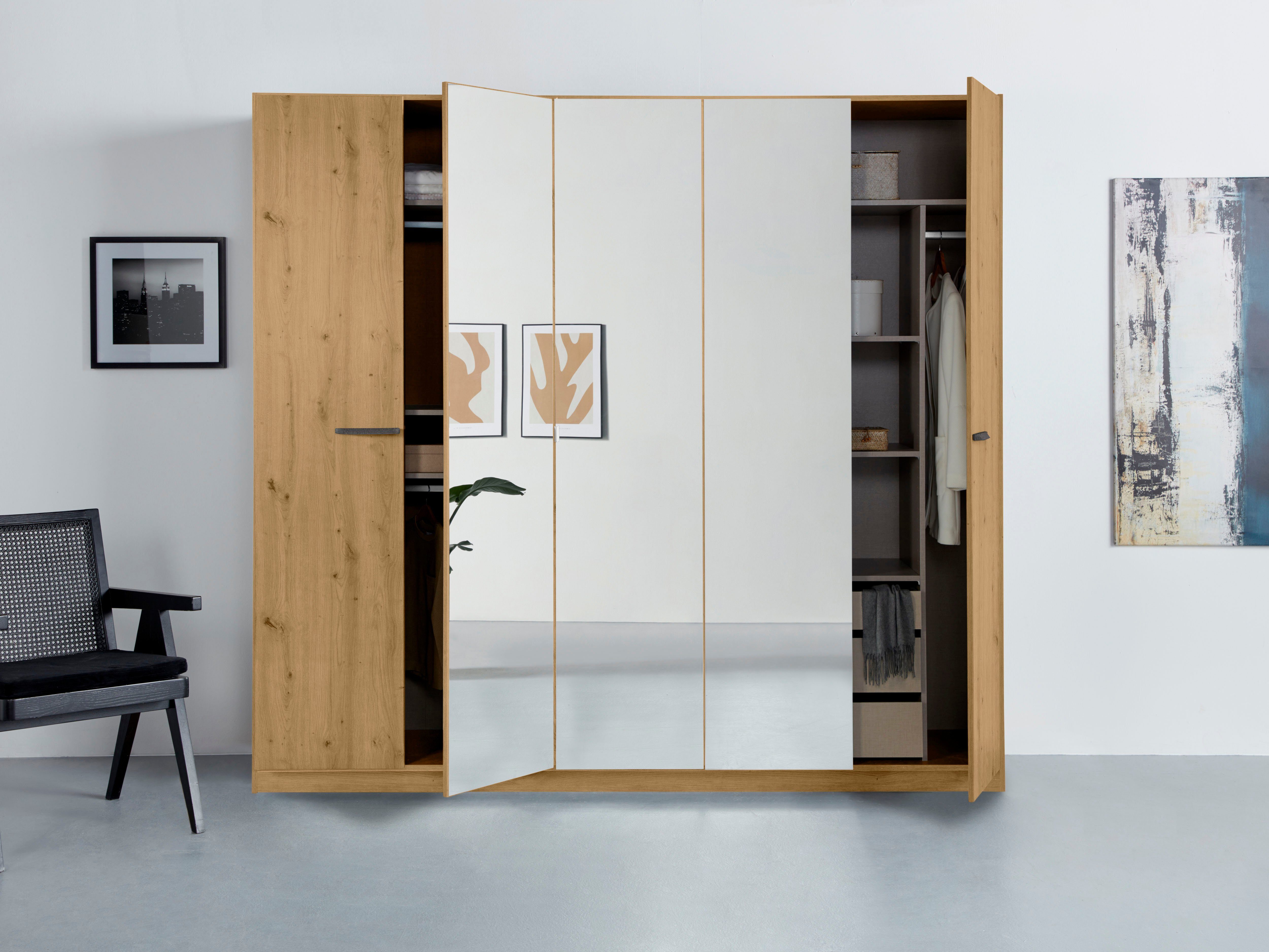 rauch Draaideurkast Kledingkast kast garderobe TOPSELLER OTELI incl. binnenindeling met 3 binnenlades extra planken optioneel met spiegel made in germany