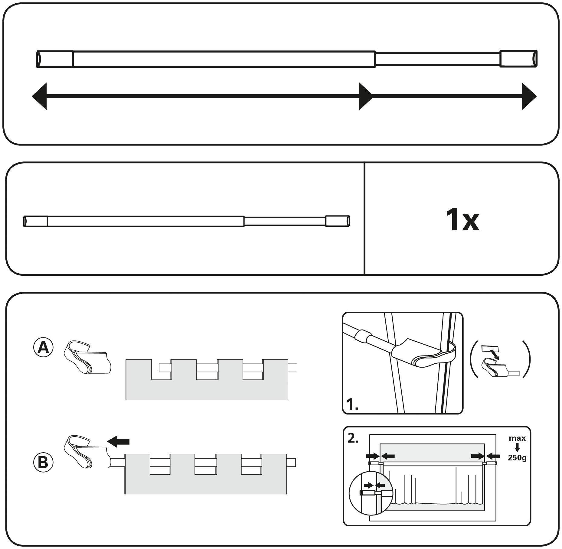 GARDINIA Schuifroede Spanvitrage Serie klemsteunen voor vitrage ø 10x12 mm