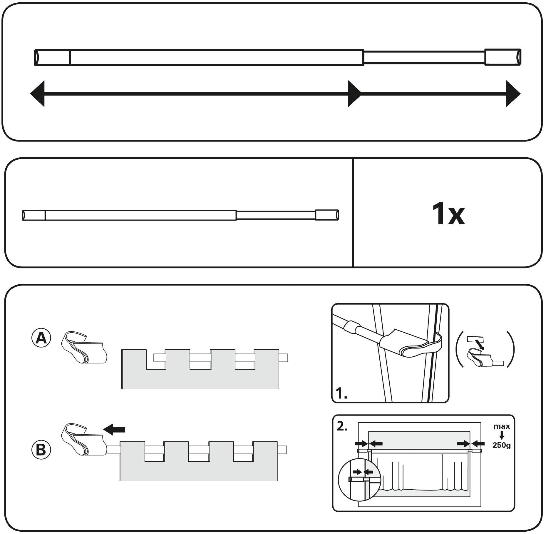 GARDINIA Schuifroede Spanvitrage Serie klemsteunen voor vitrage ø 10x12 mm