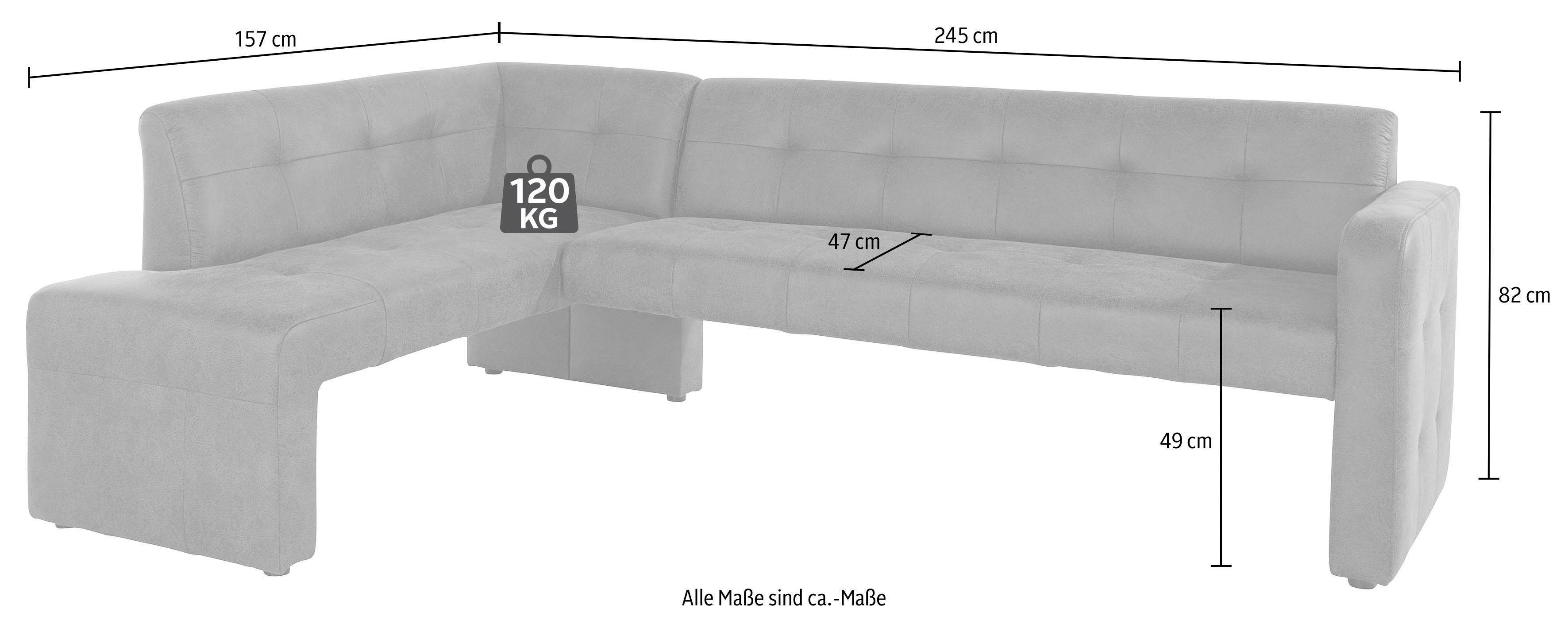 exxpo - sofa fashion Hoekbank Barista met geweldige detailafwerking, hoge bodemvrijheid Comfortabele zithoogte 49 cm, vrij in de ruimte te plaatsen