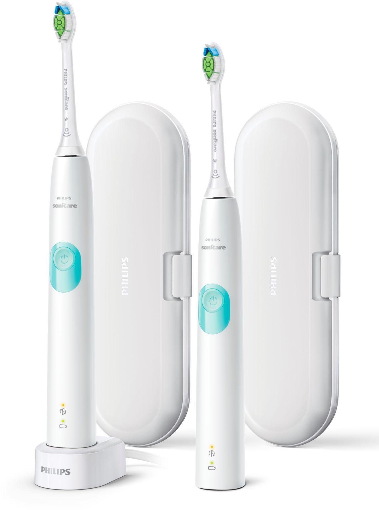 expositie Strikt omhelzing Philips Sonicare Elektrische tandenborstel HX6807/35 ProtectiveClean 4300  ultrasone tandenborstel met clean-poetsprogramma inclusief 2 reistasje &  oplader (set) makkelijk besteld | OTTO