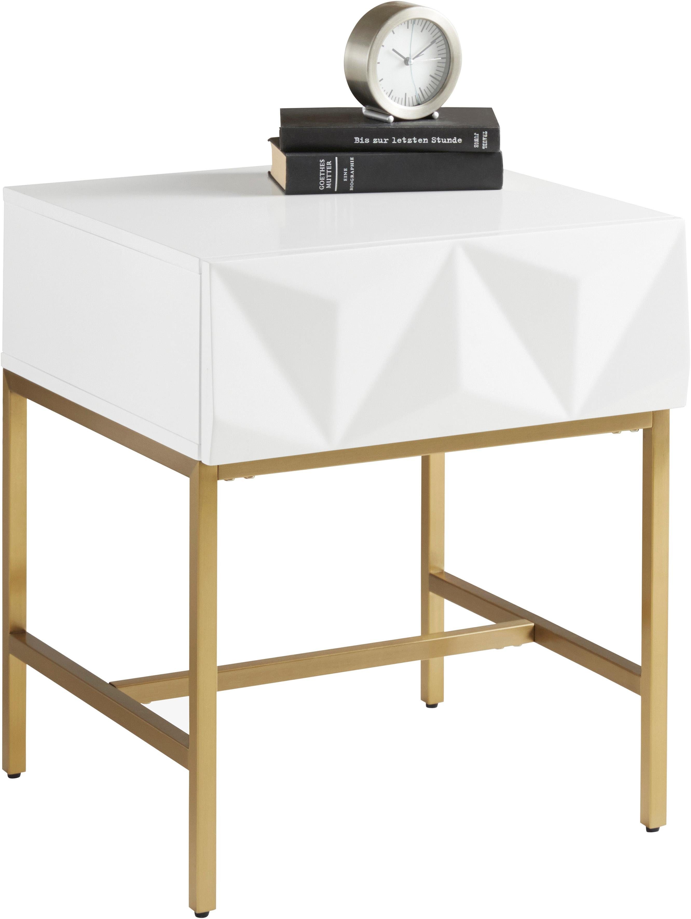 Leonique Bijzettafel Minfi Lade met 3D-front, ook als nachtkastje geschikt, breedte 50 cm